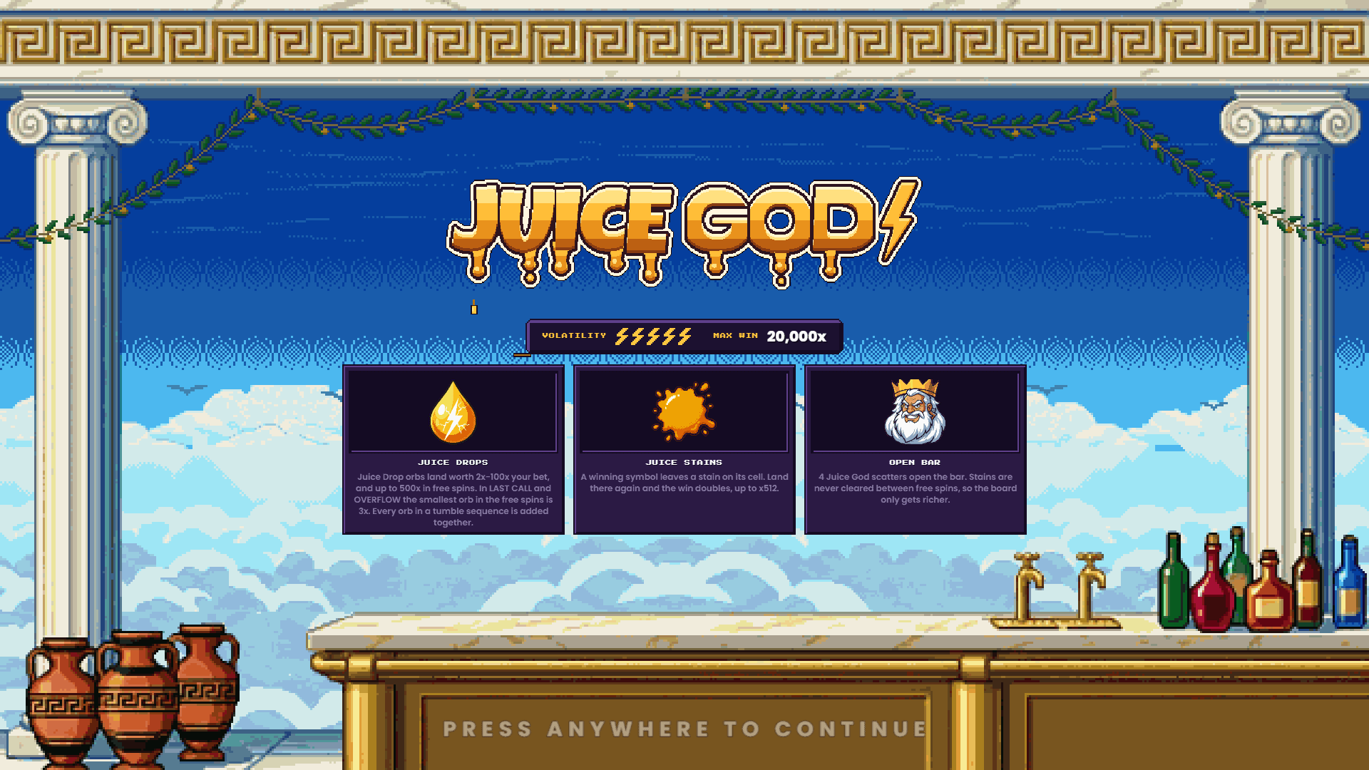 Juice God slot intro screen