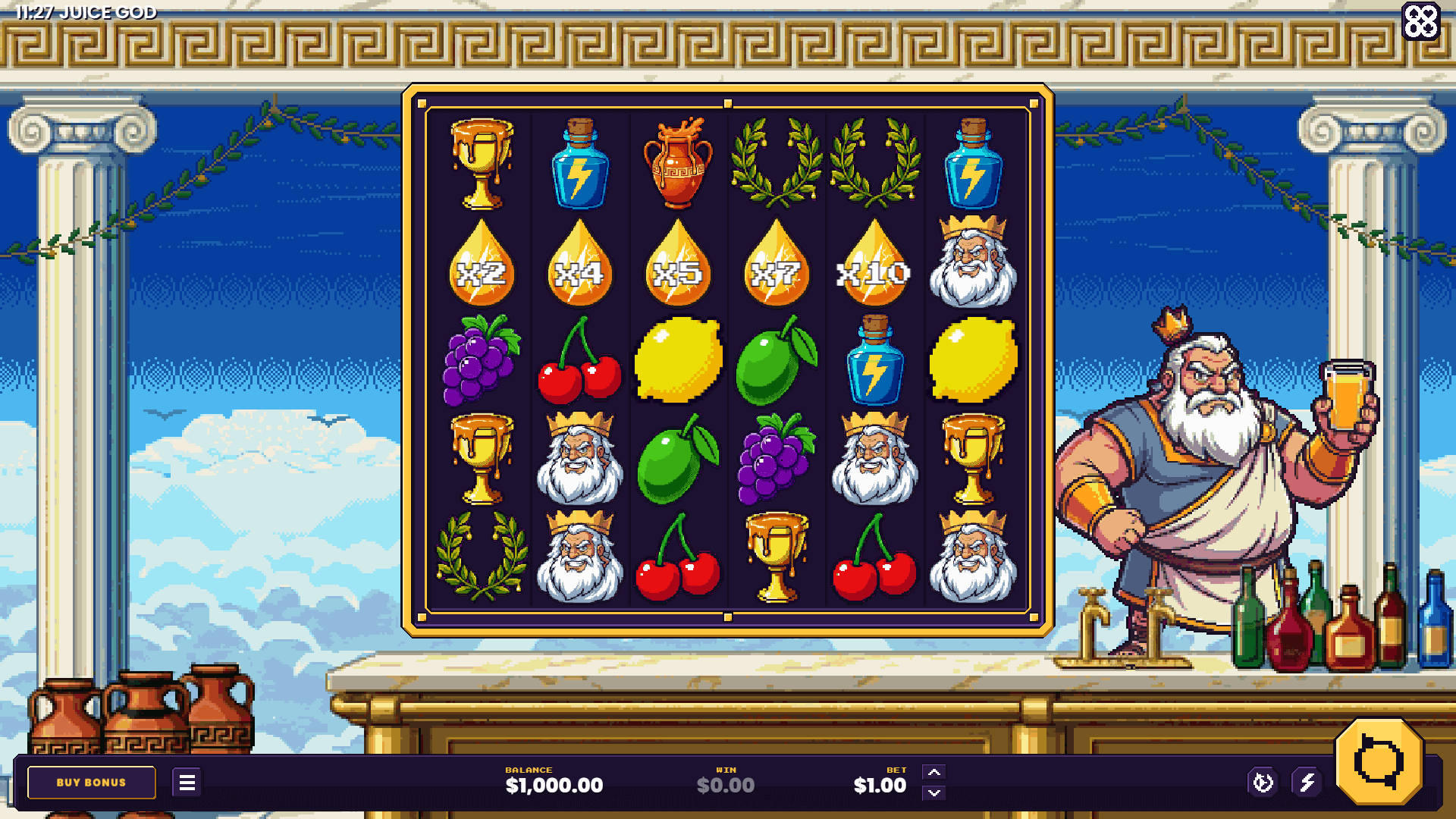Juice God slot gameplay reels