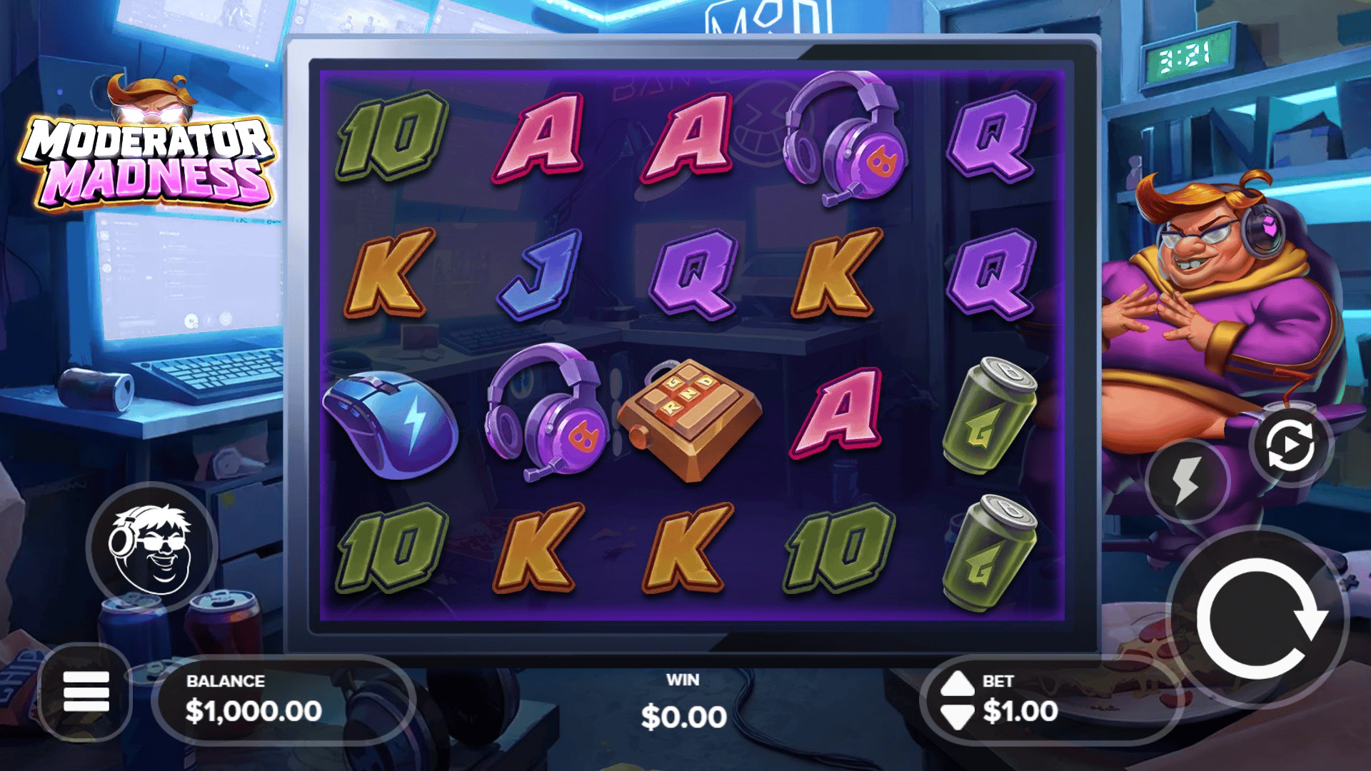 Moderator Madness slot gameplay reels