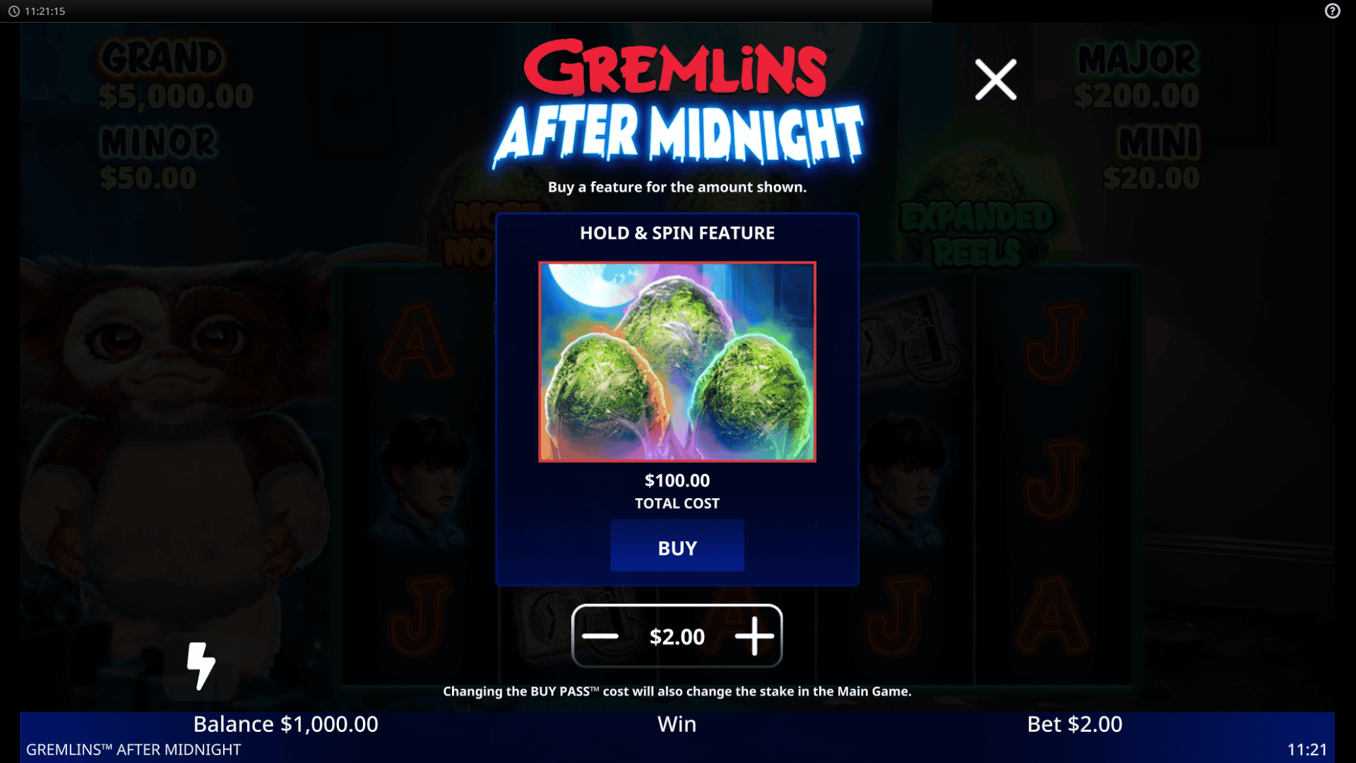 Gremlins After Midnight bonus buy menu