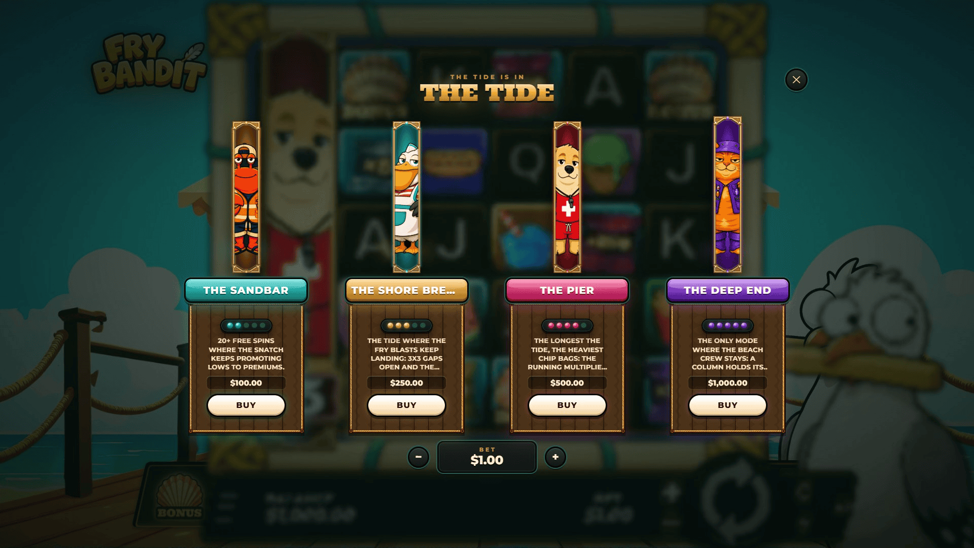 Fry Bandit bonus buy menu
