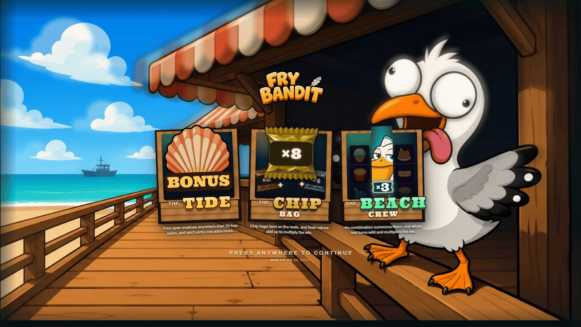 Fry Bandit slot intro screen
