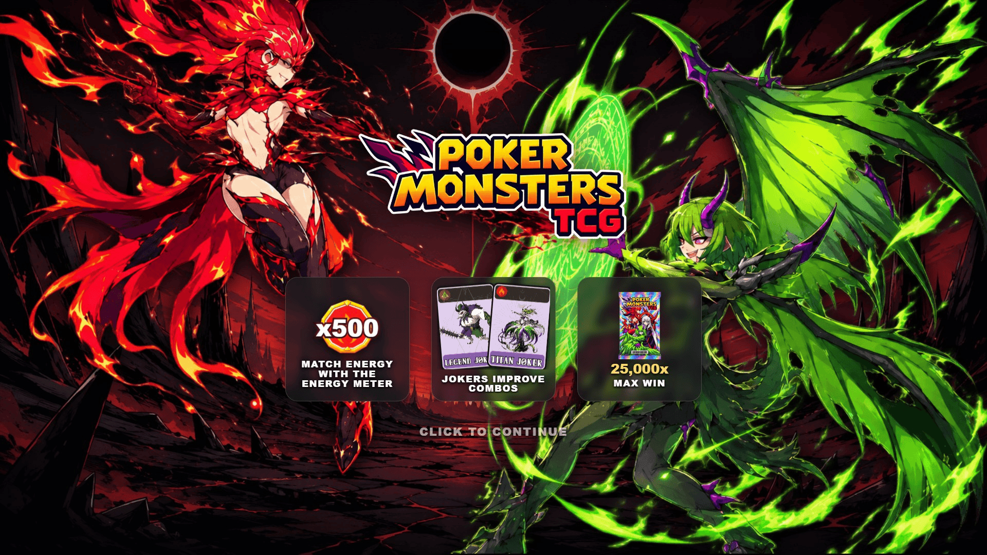 Poker Monsters TCG slot intro screen