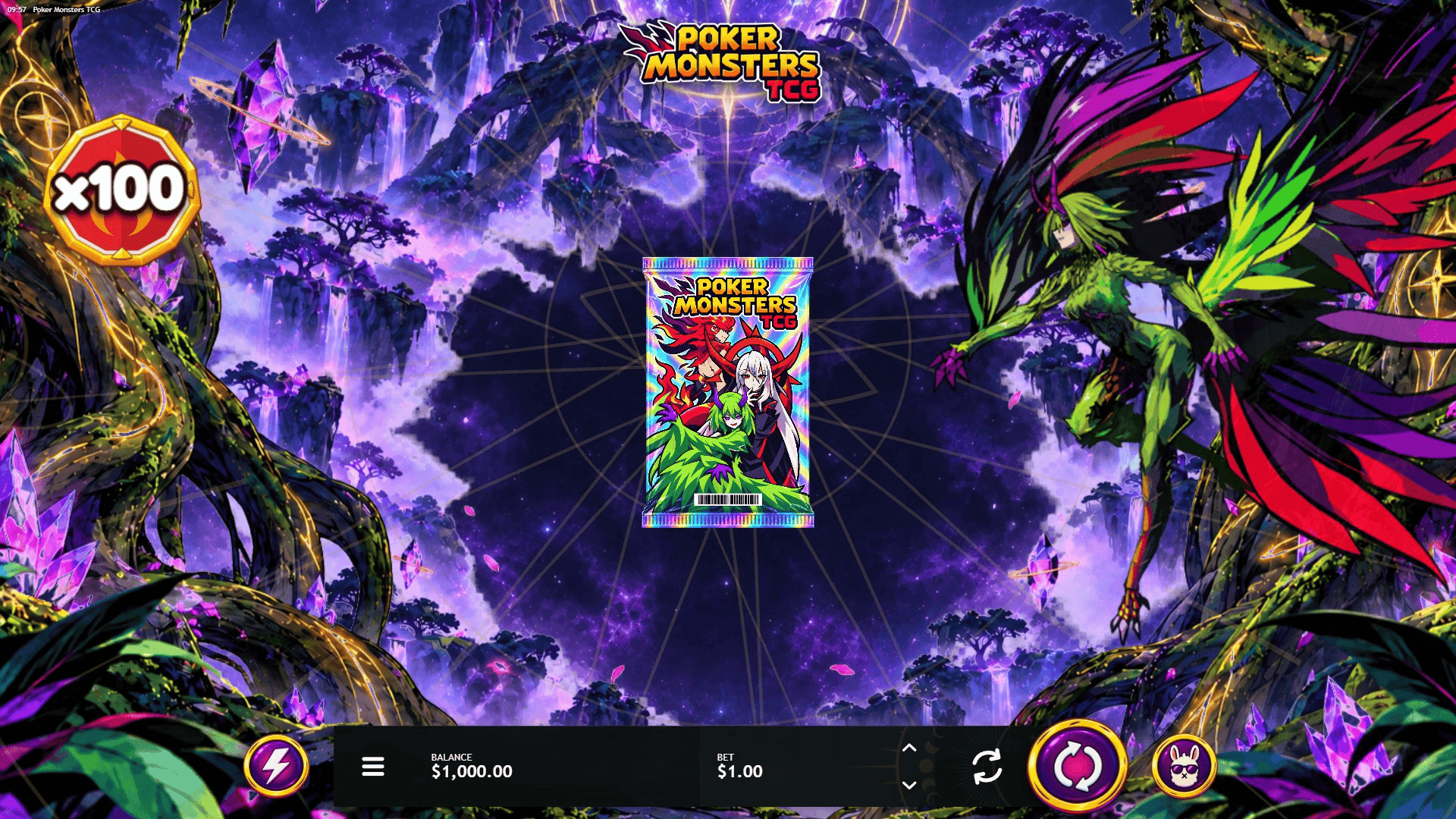 Poker Monsters TCG slot gameplay reels