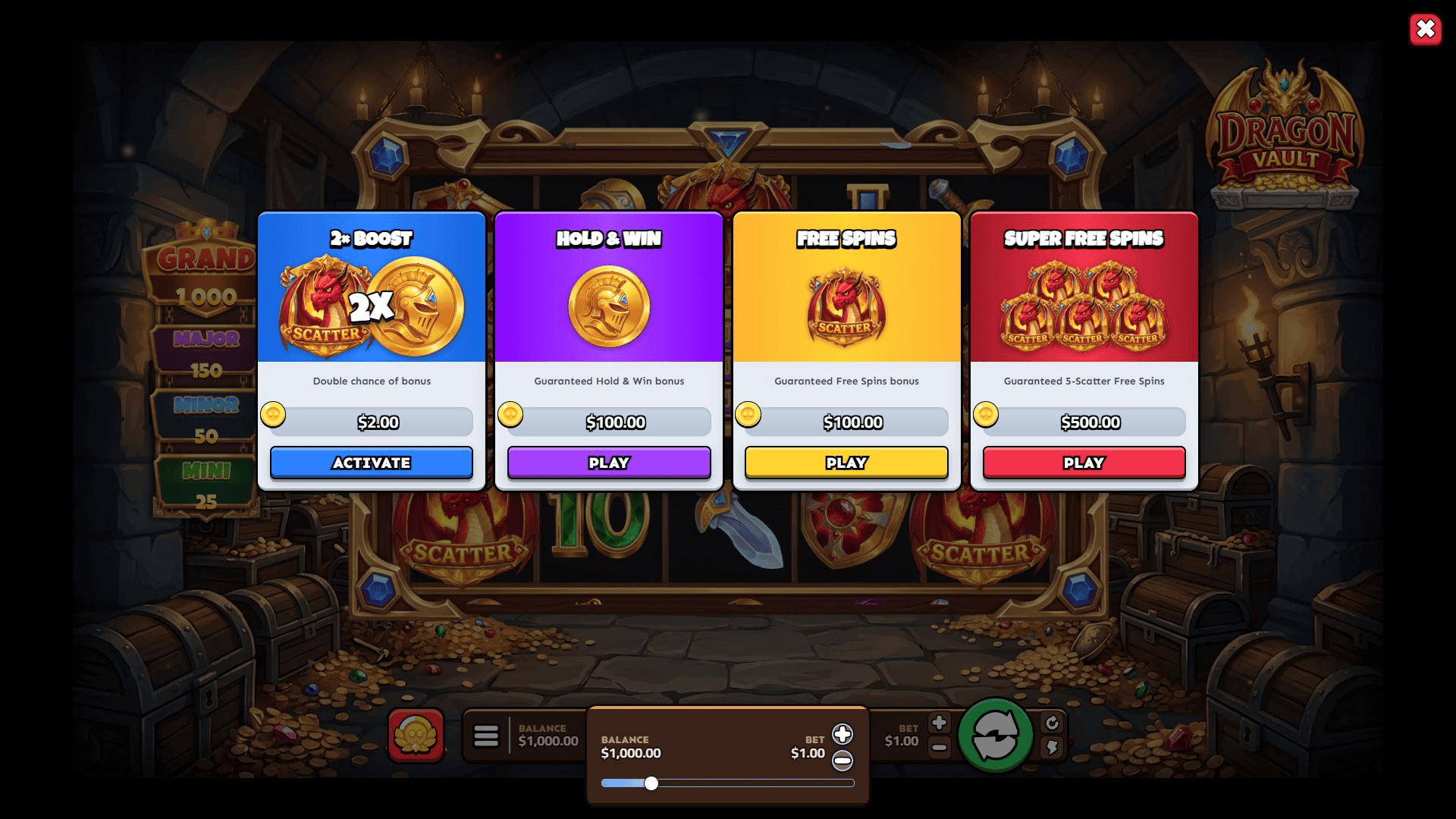 Dragon Vault bonus buy menu