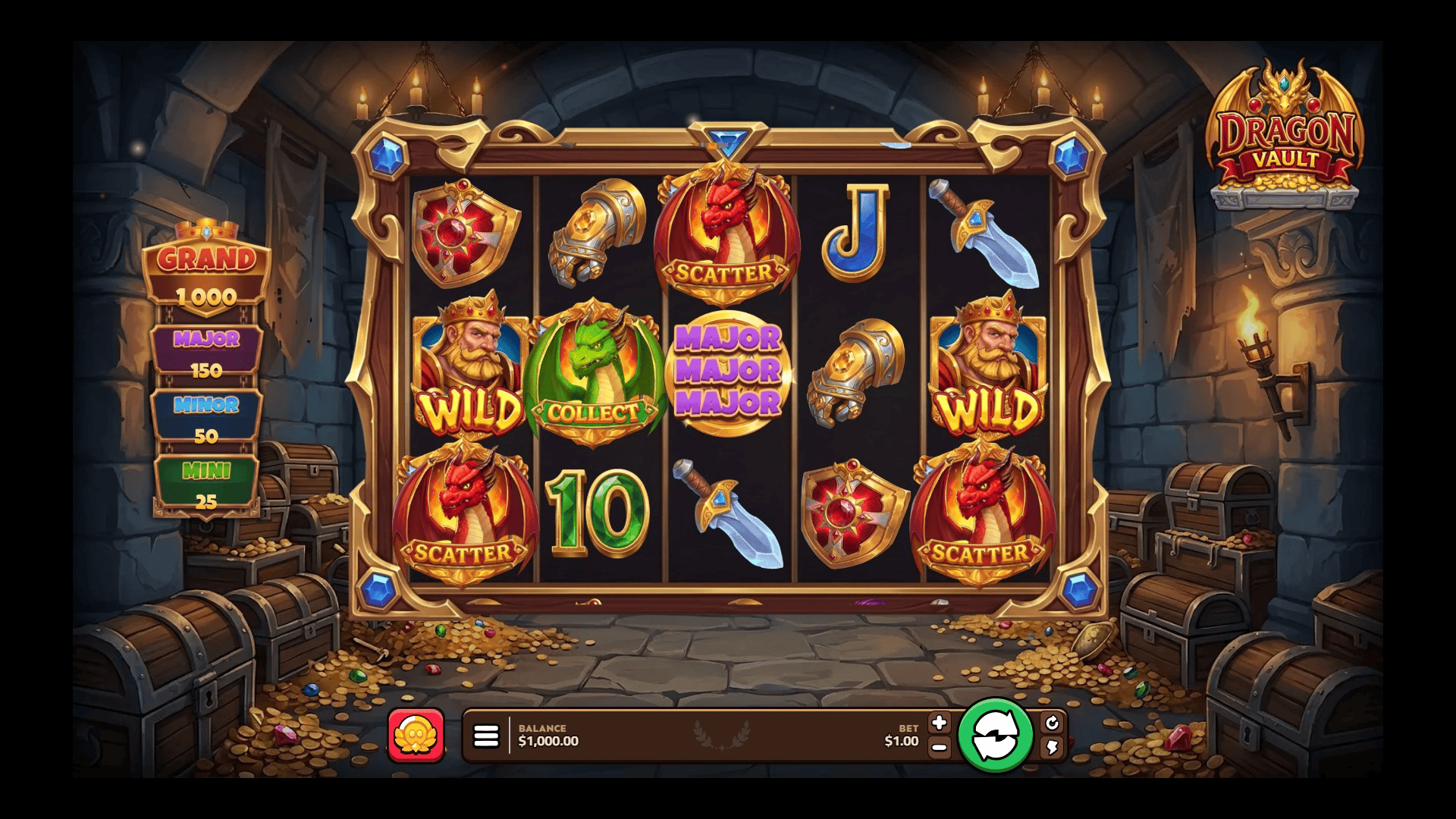 Dragon Vault slot gameplay reels