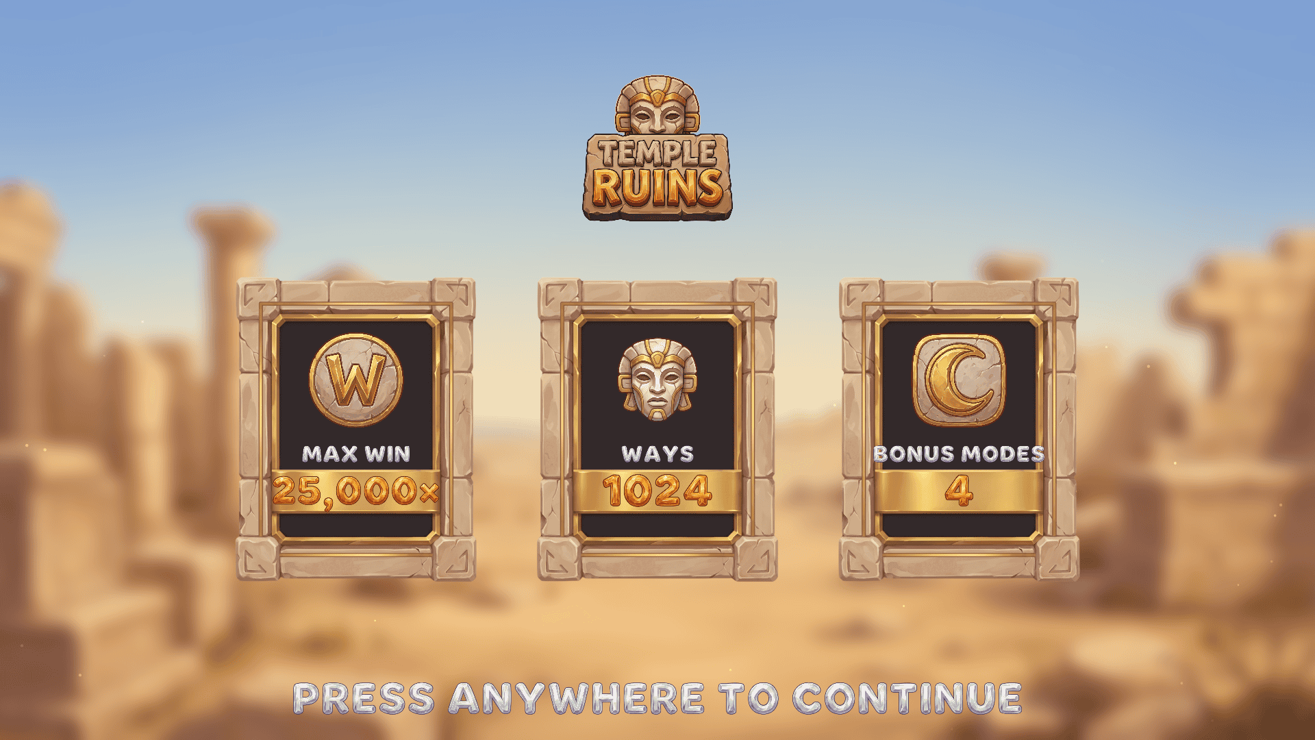 Temple Ruins slot intro screen