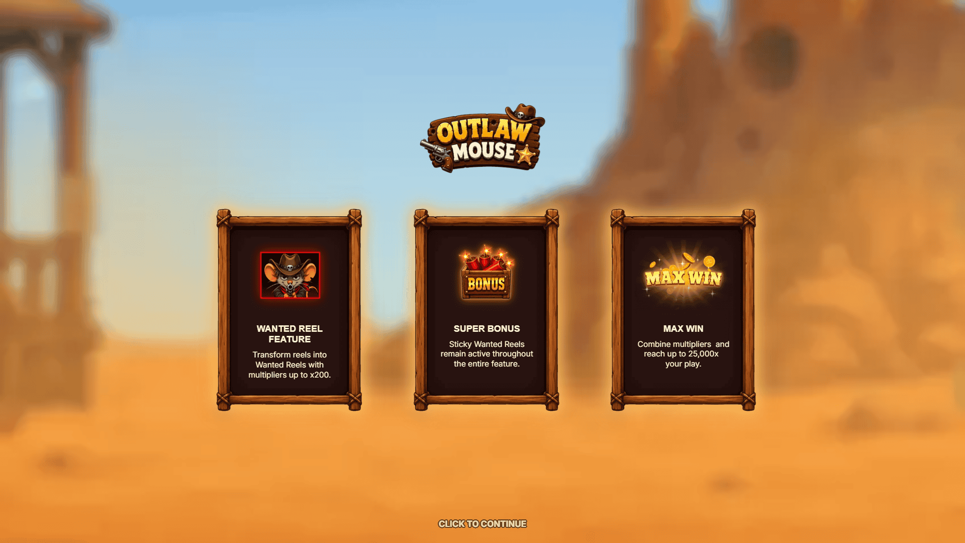 Outlaw Mouse slot intro screen
