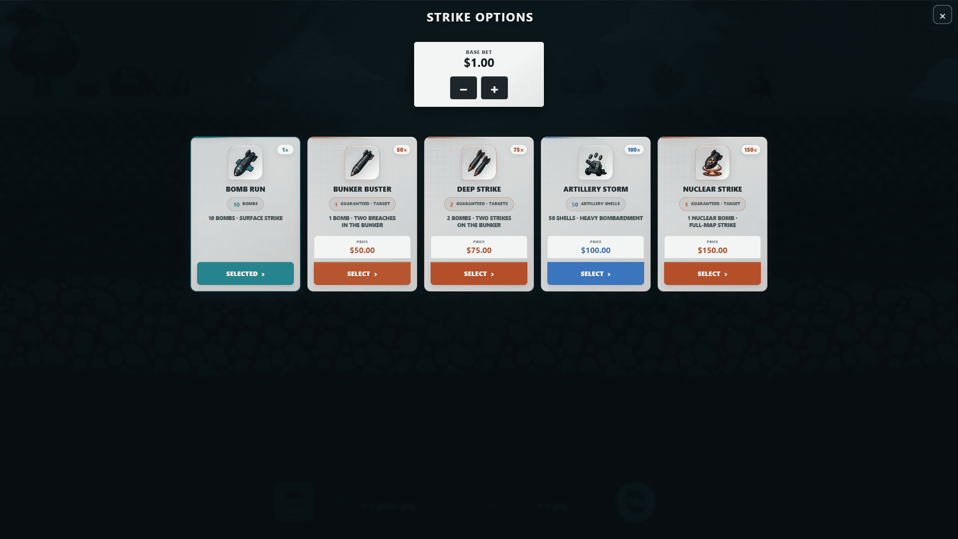 Deep Strike bonus buy menu