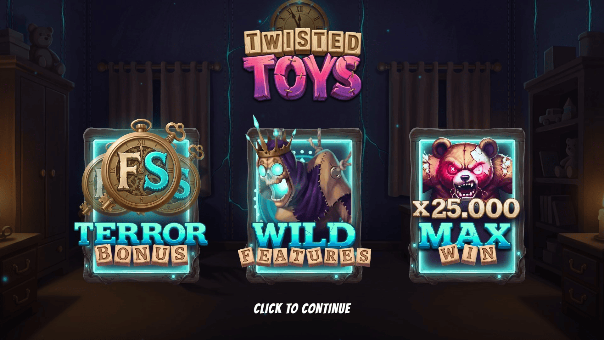 Twisted Toys slot intro screen