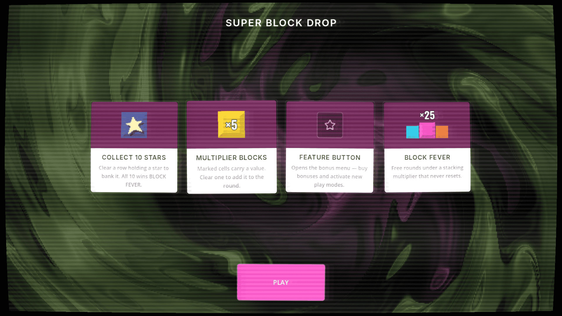 Super Block Drop slot intro screen