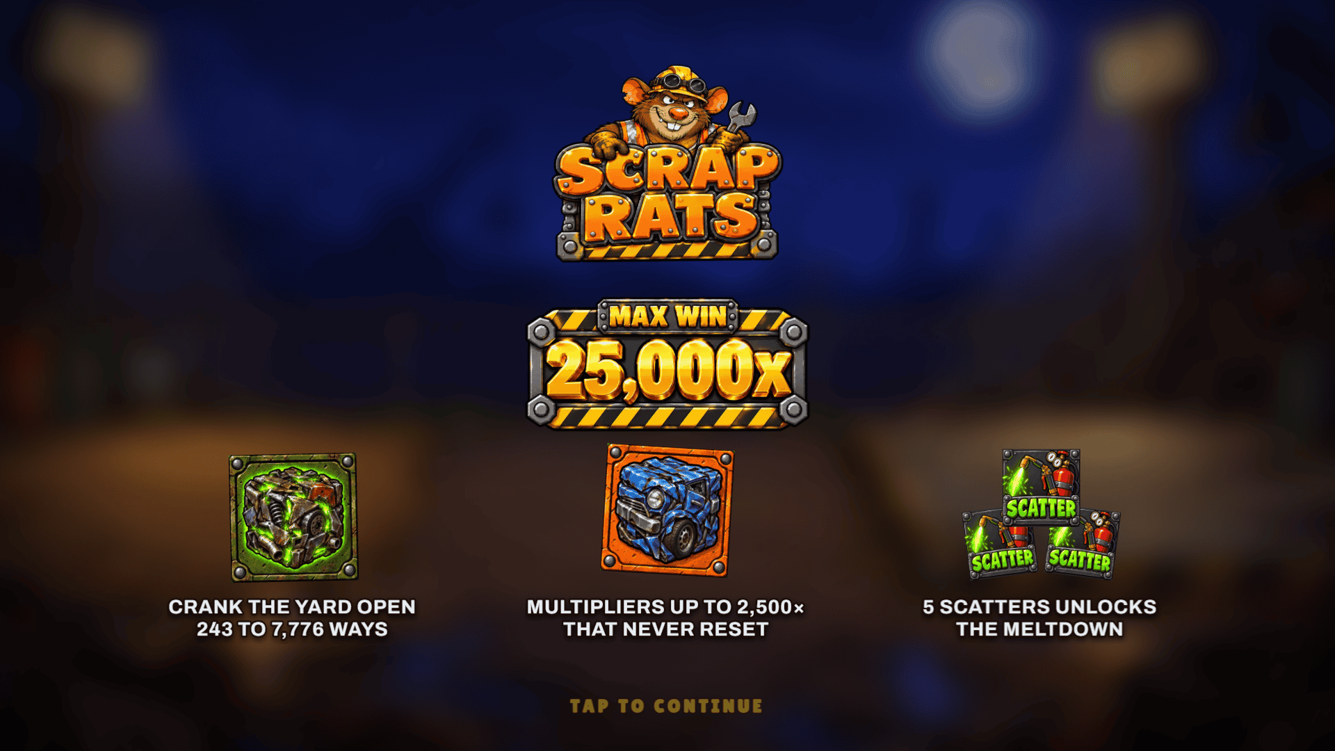 Scrap Rats slot intro screen