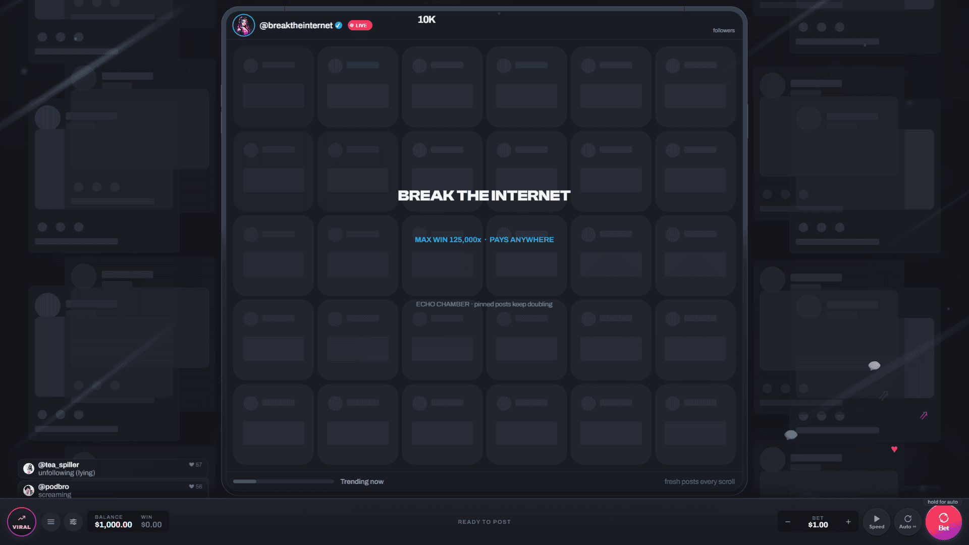 Break the Internet slot gameplay reels