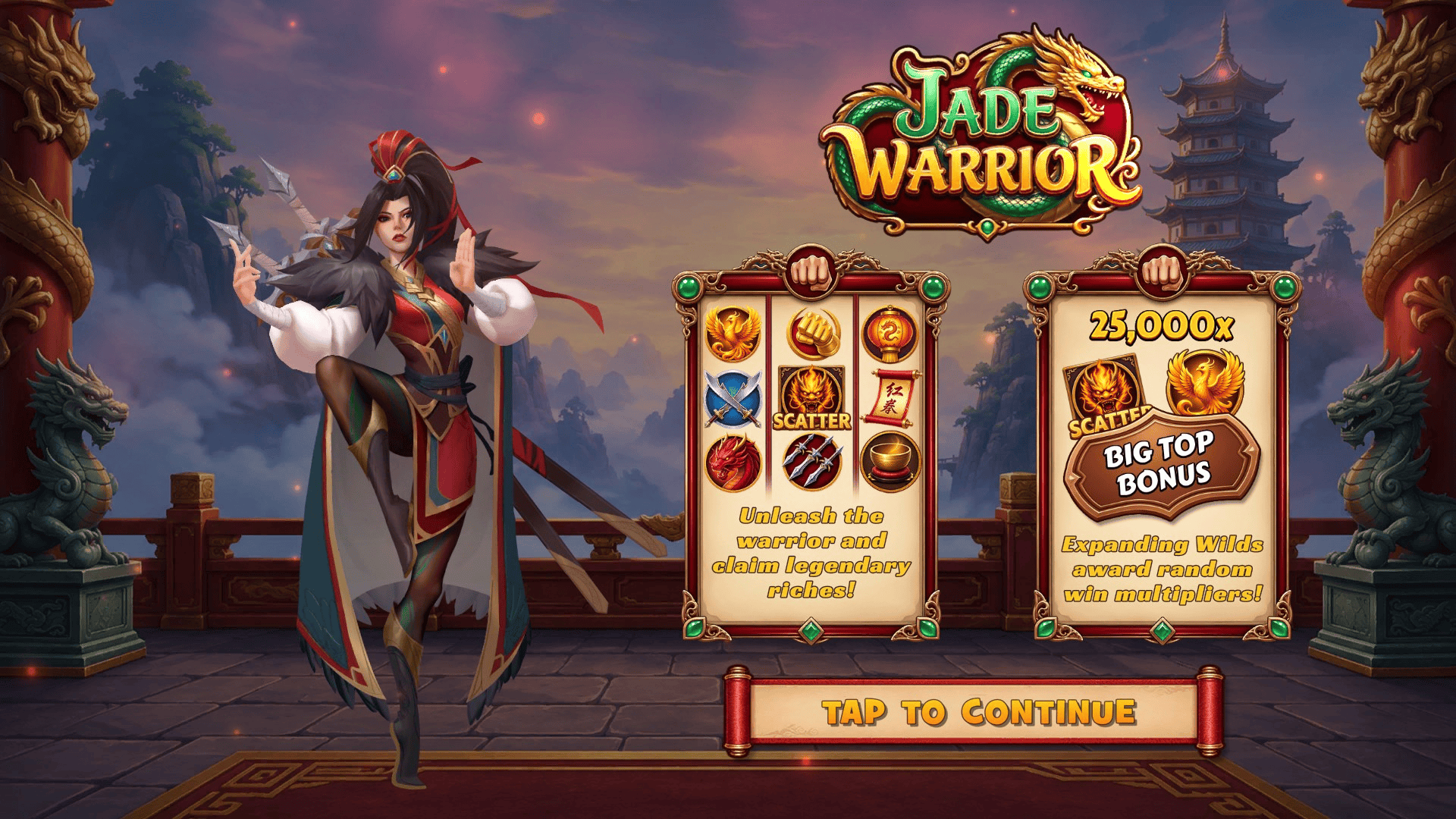 Jade Warrior slot intro screen