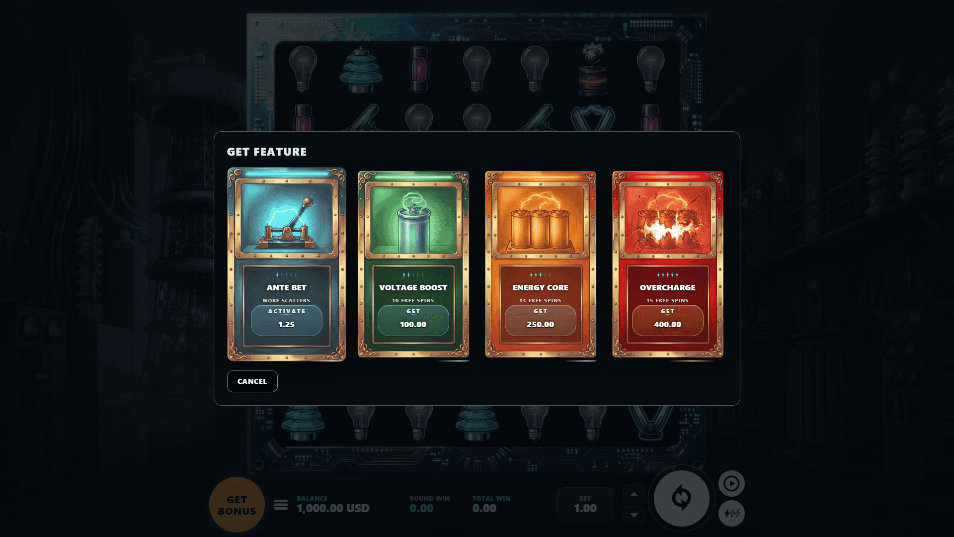 Overvolt bonus buy menu
