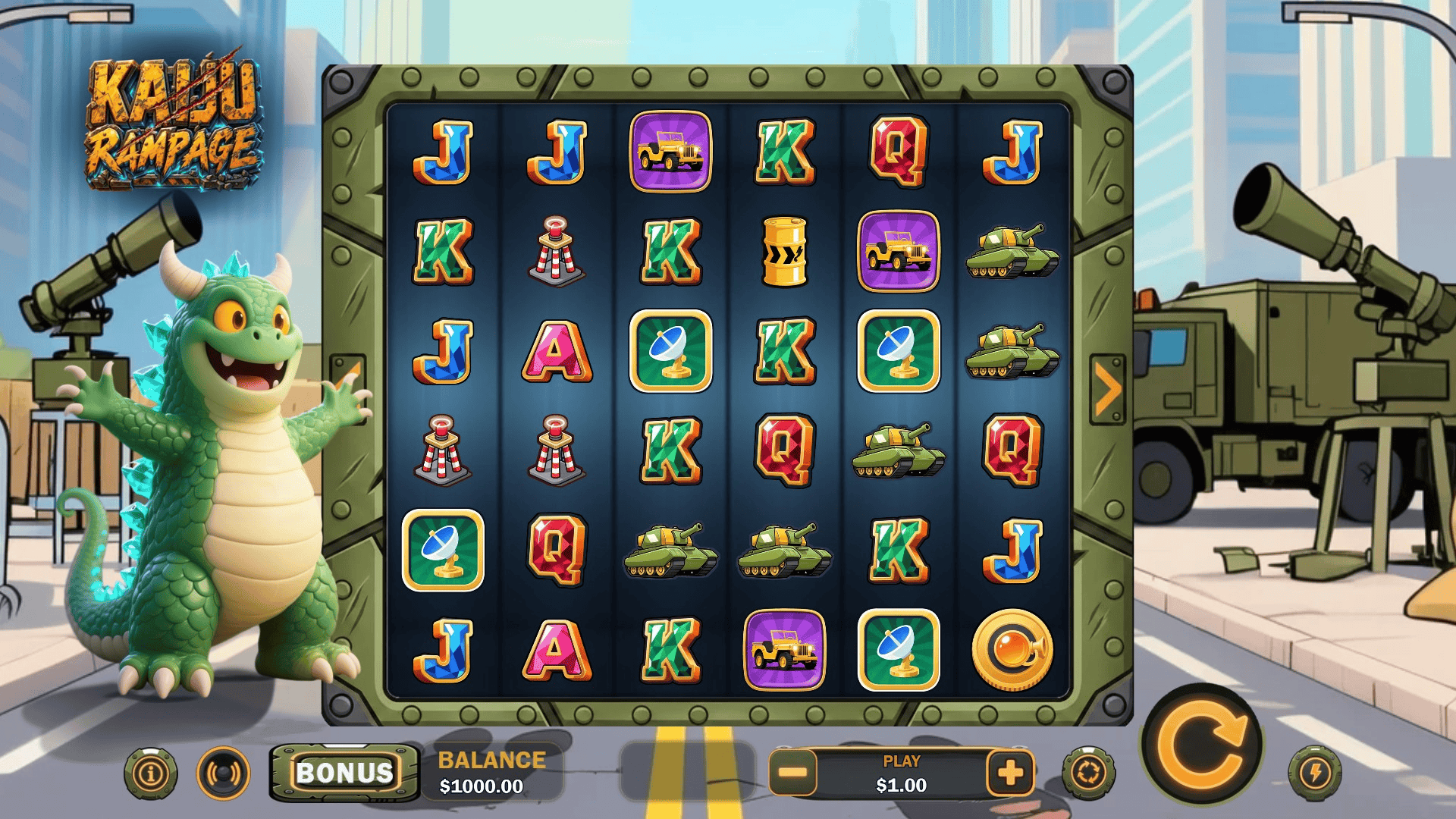 Kaiju Rampage slot gameplay reels