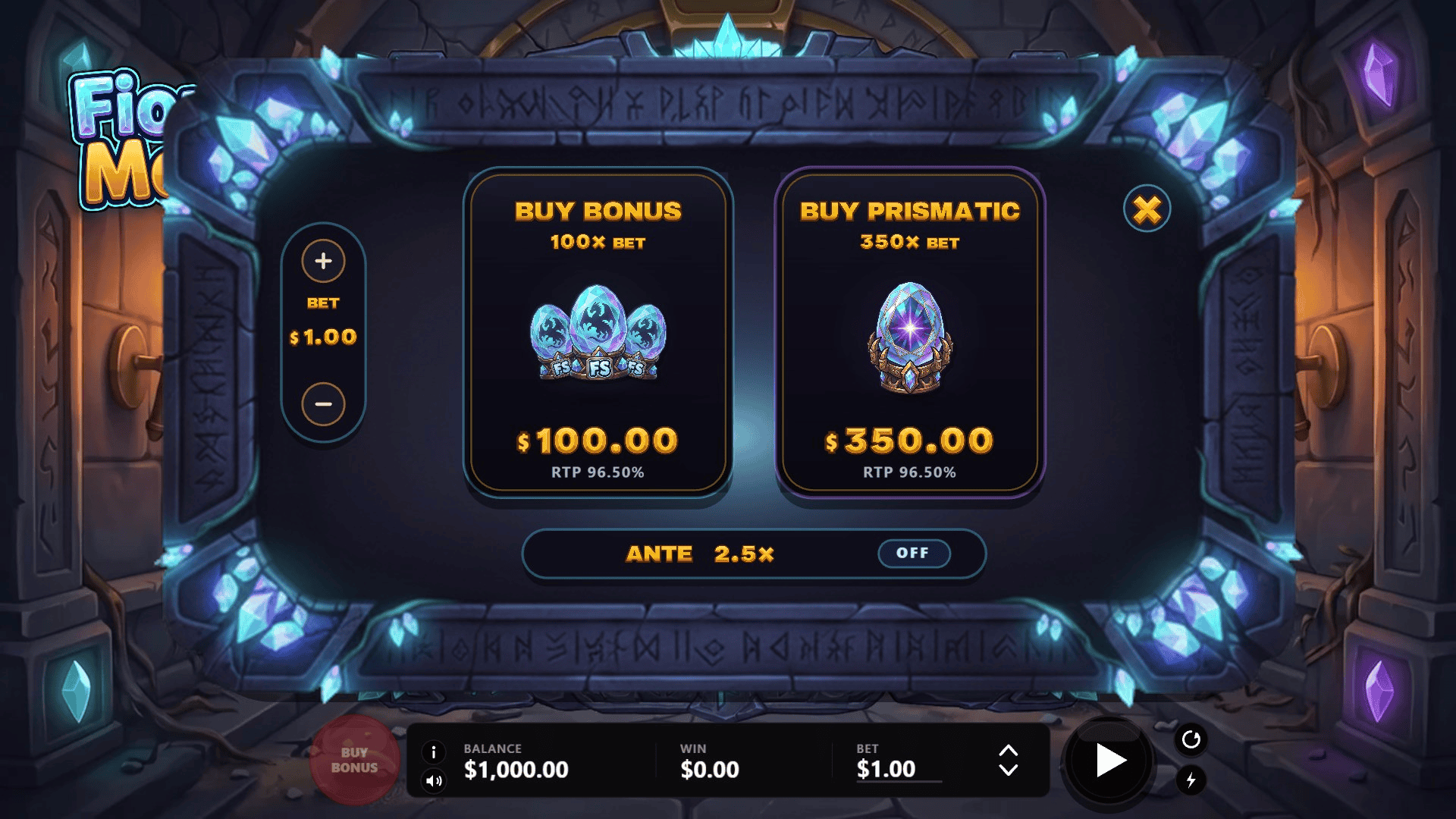 Fioremon bonus buy menu