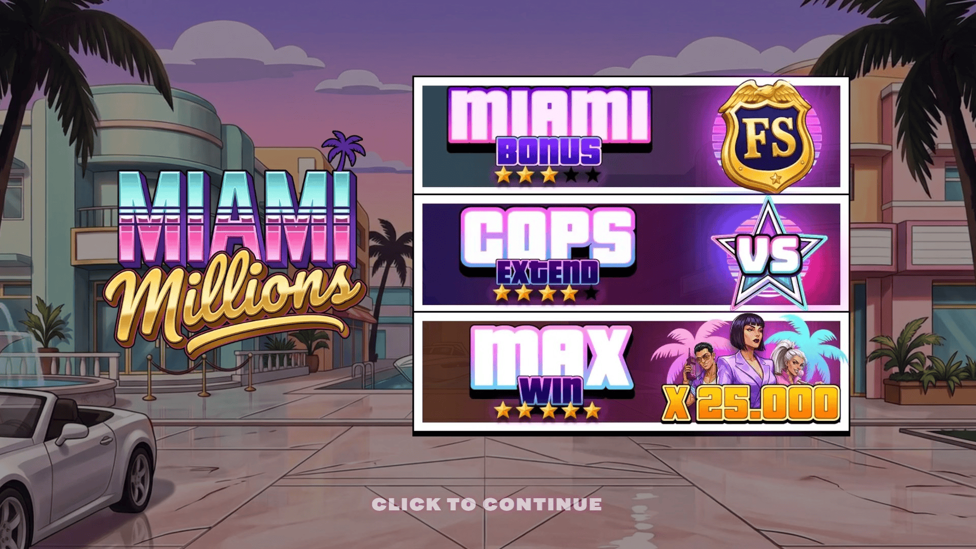 Miami Millions slot intro screen