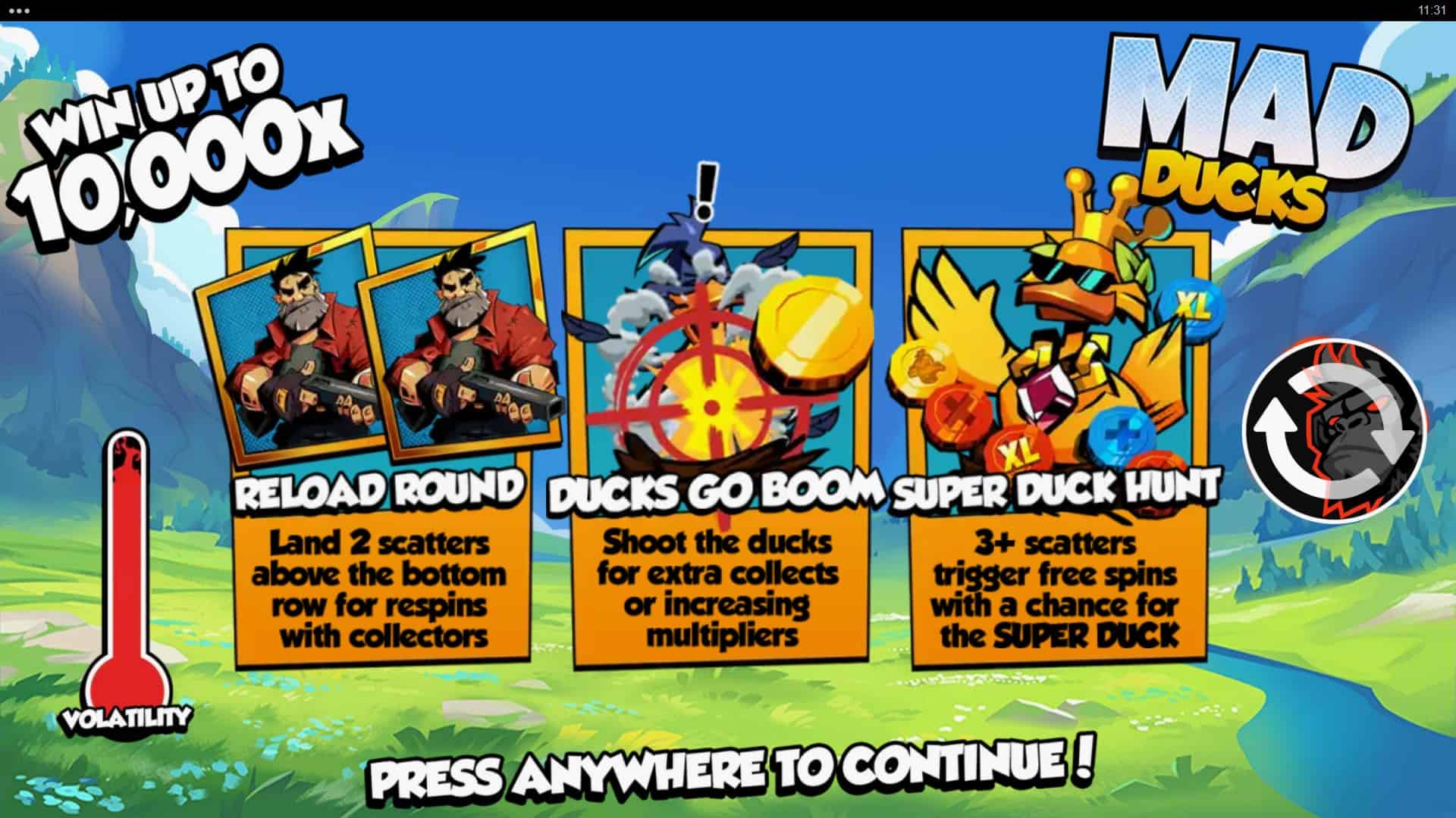 Mad Ducks slot intro screen