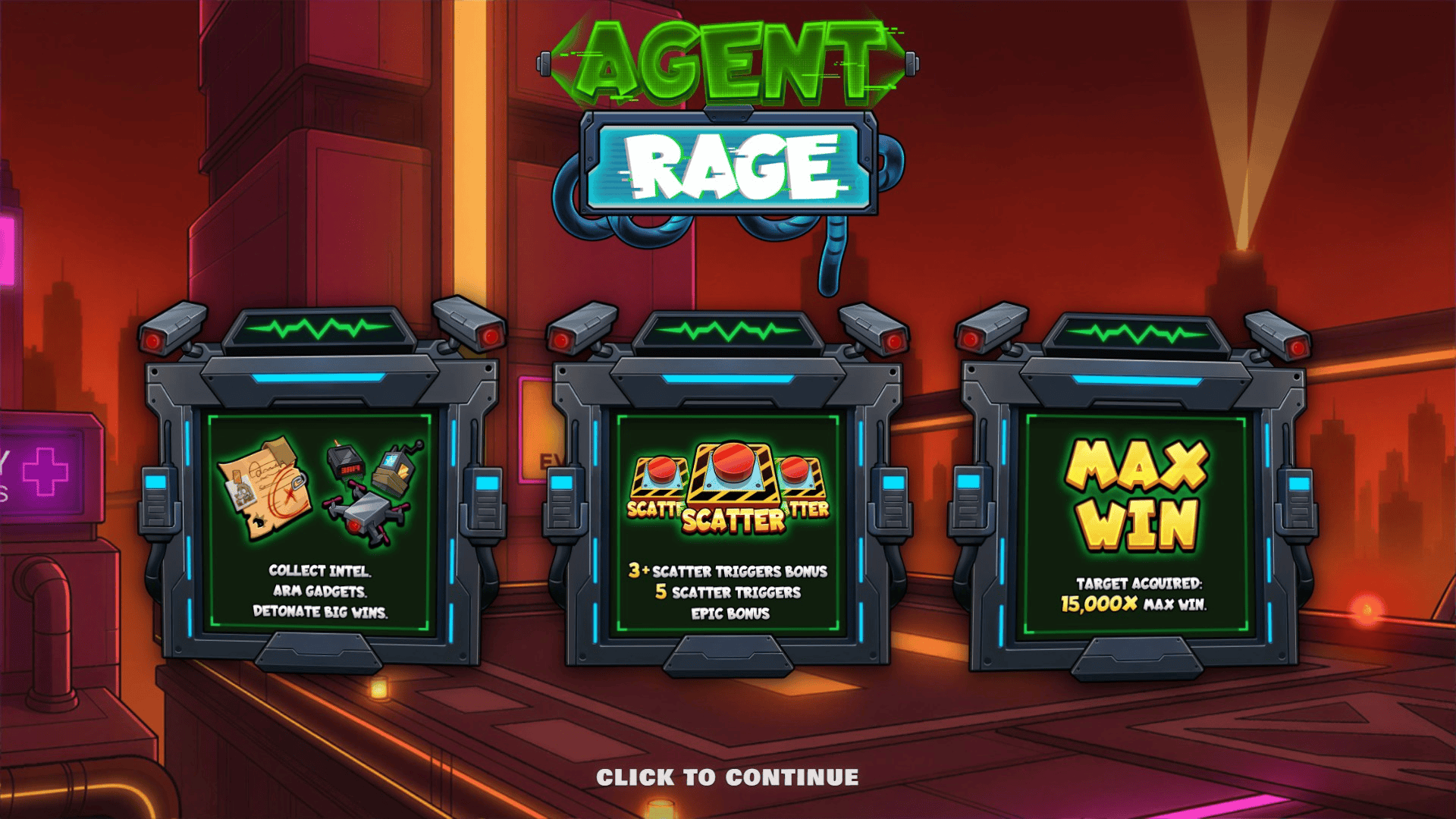 Agent Rage slot intro screen