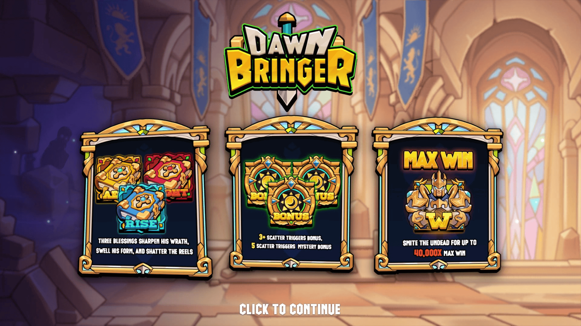 Dawn Bringer slot intro screen