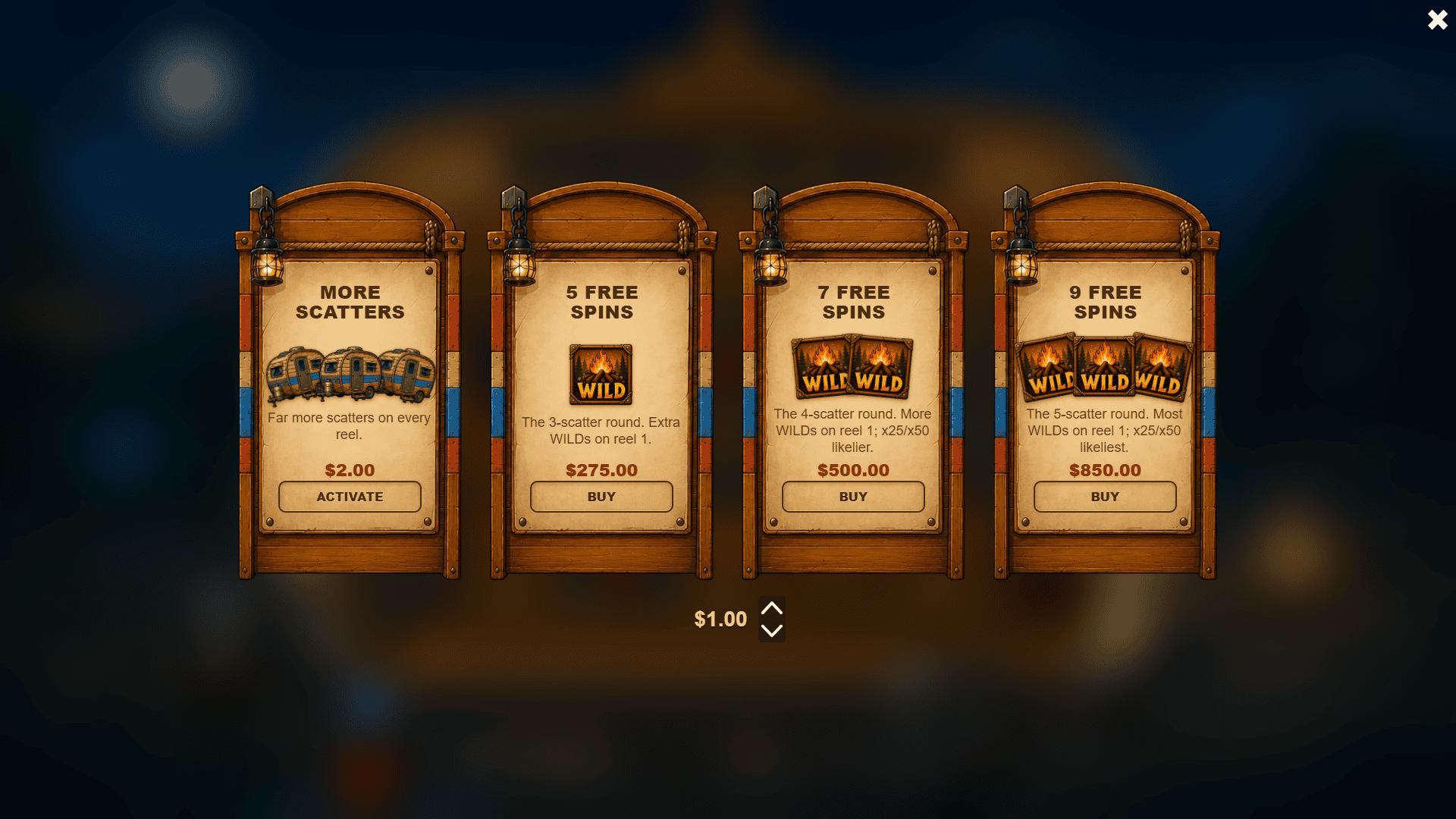 Moonfire bonus buy menu
