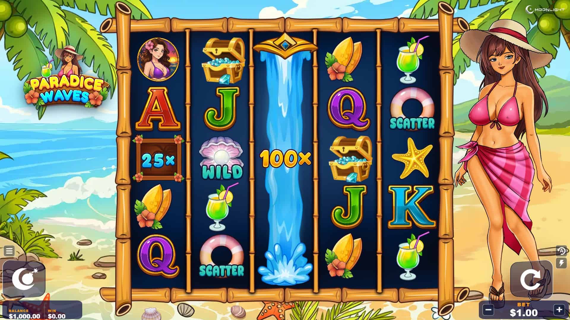 Paradice Waves slot gameplay reels