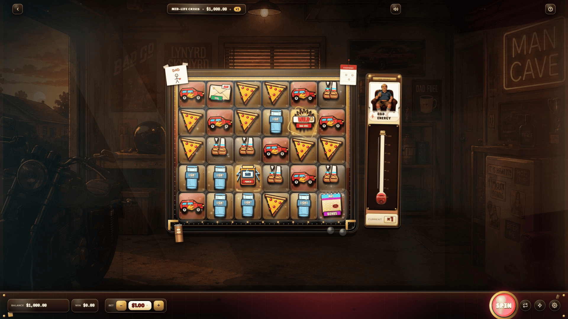 Divorced Dad slot gameplay reels