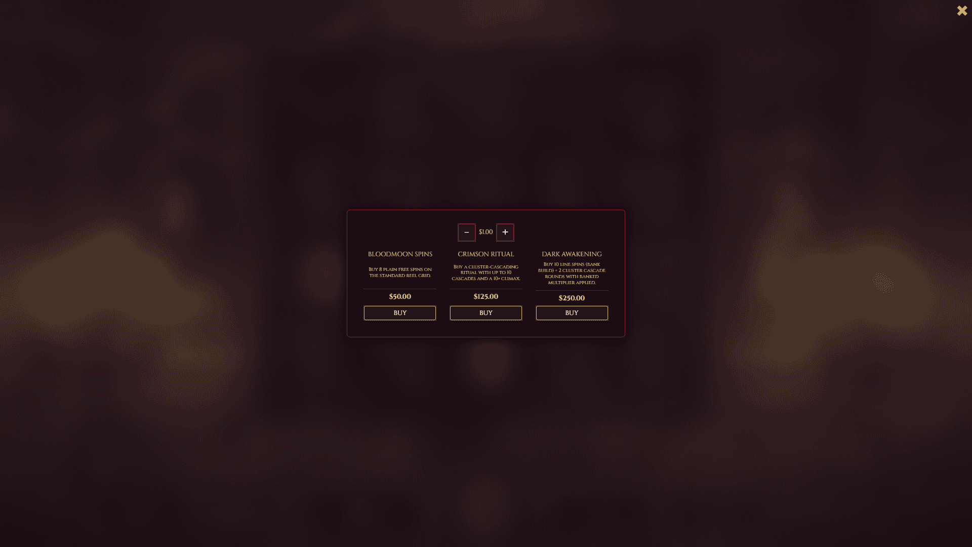 Nightfang bonus buy menu