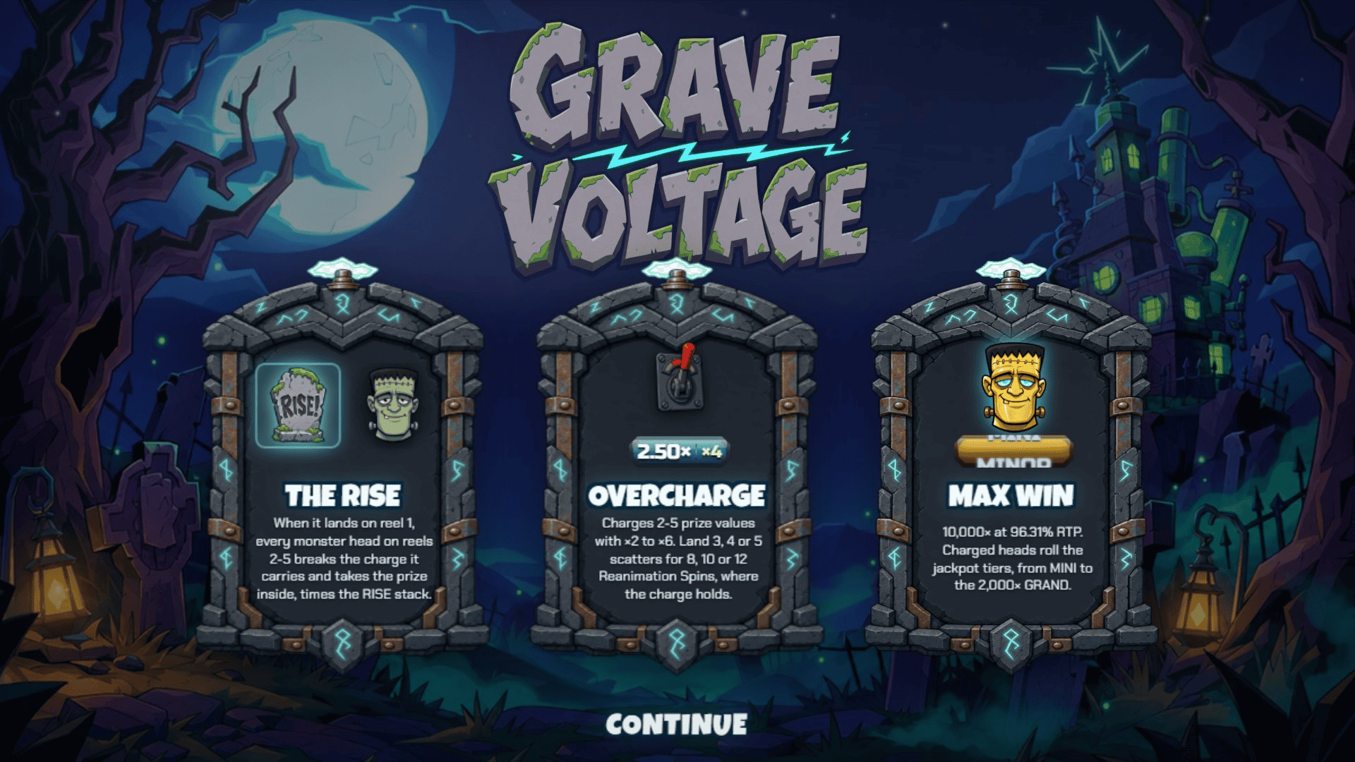 Grave Voltage slot intro screen