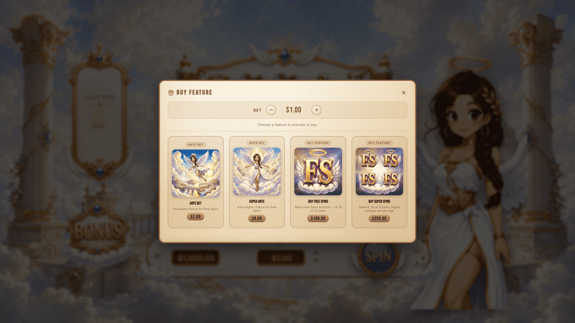 Crown of Paradise bonus buy menu