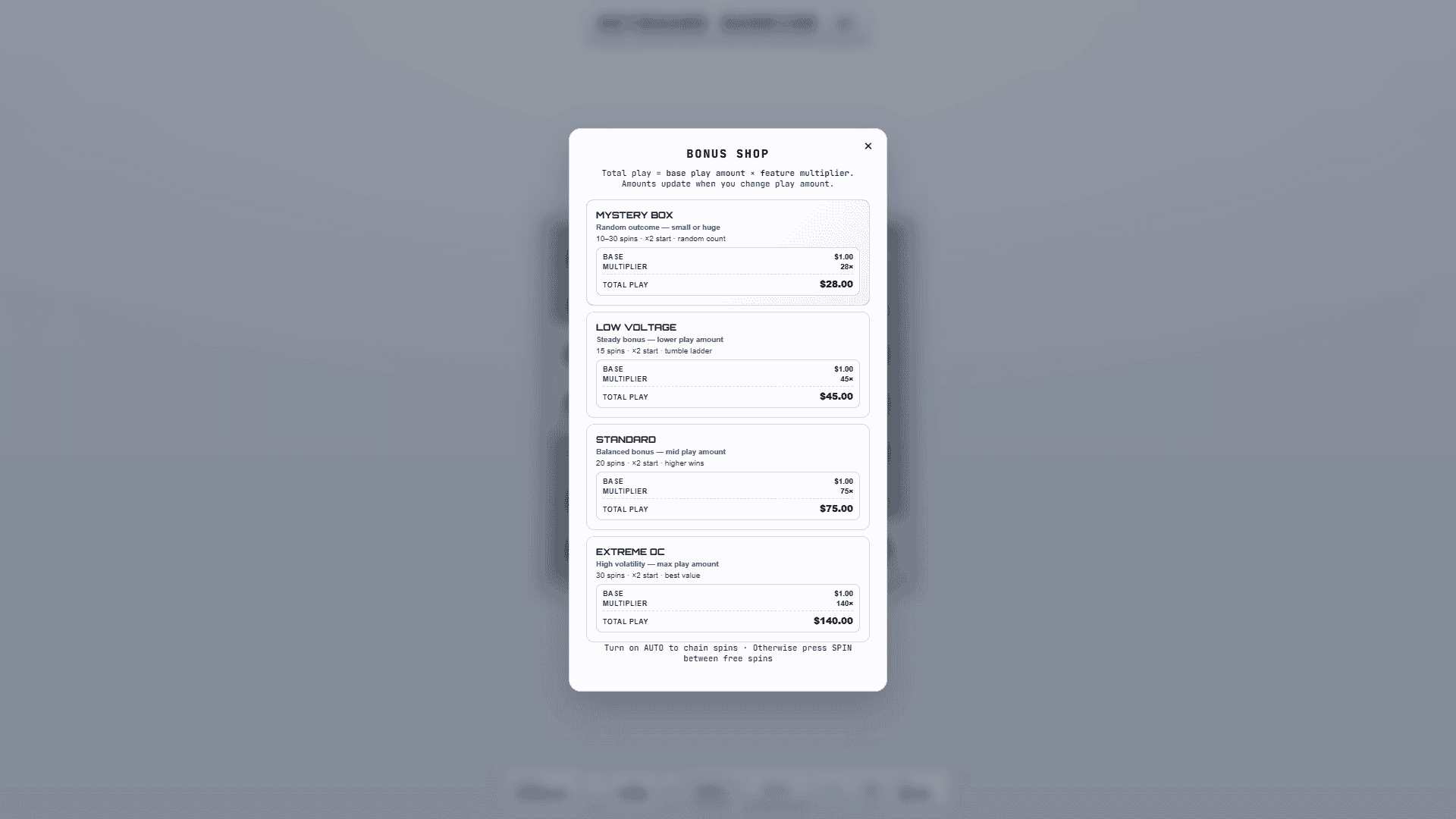 Keyboard Warrior bonus buy menu