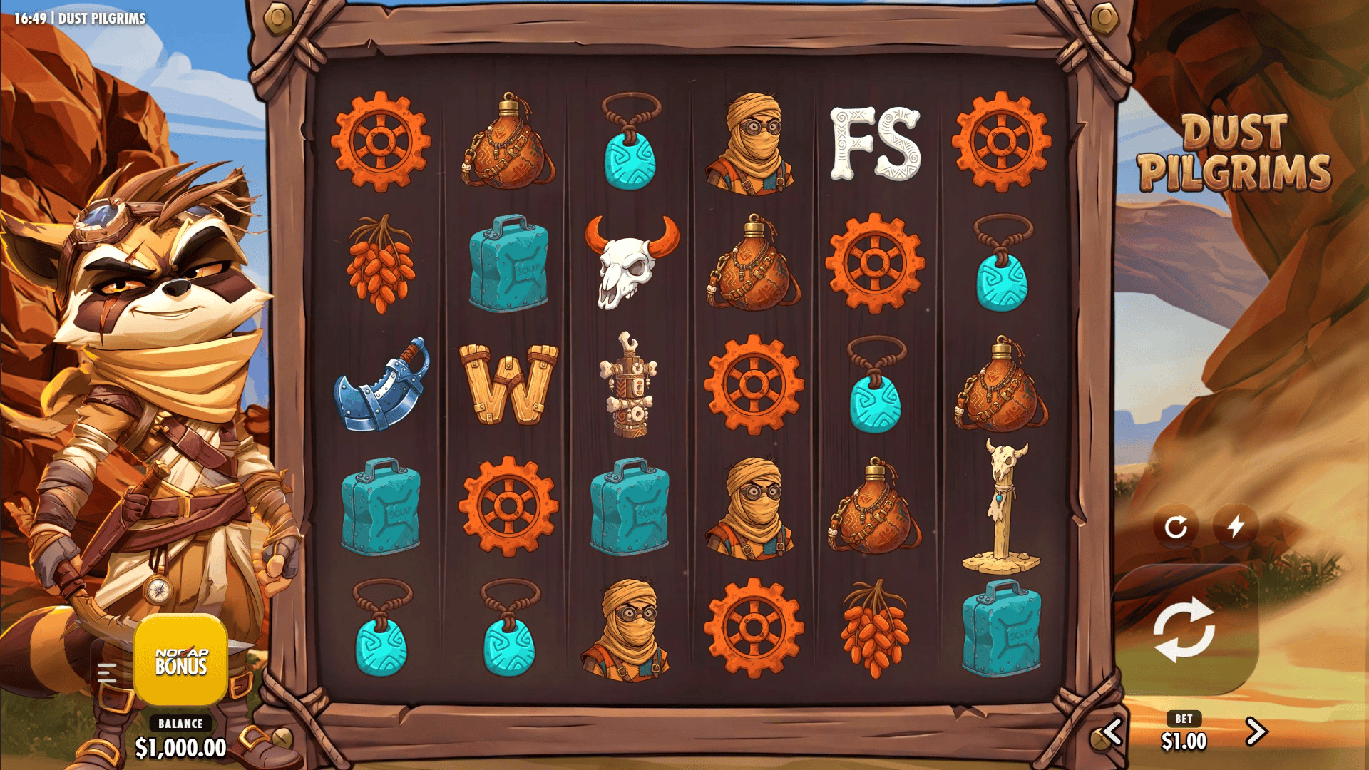 Dust Pilgrims slot gameplay reels