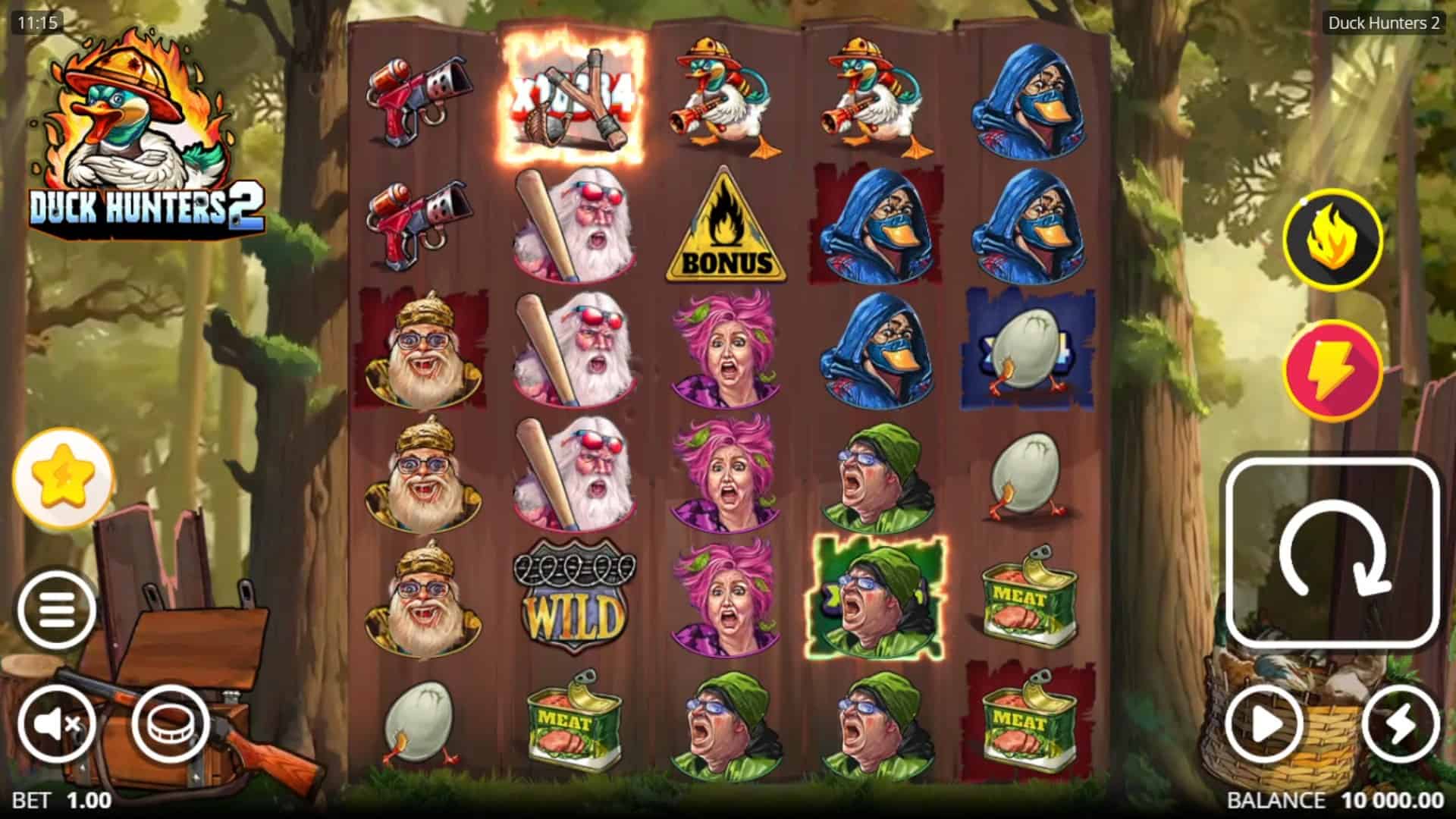 Duck Hunters 2 slot gameplay reels