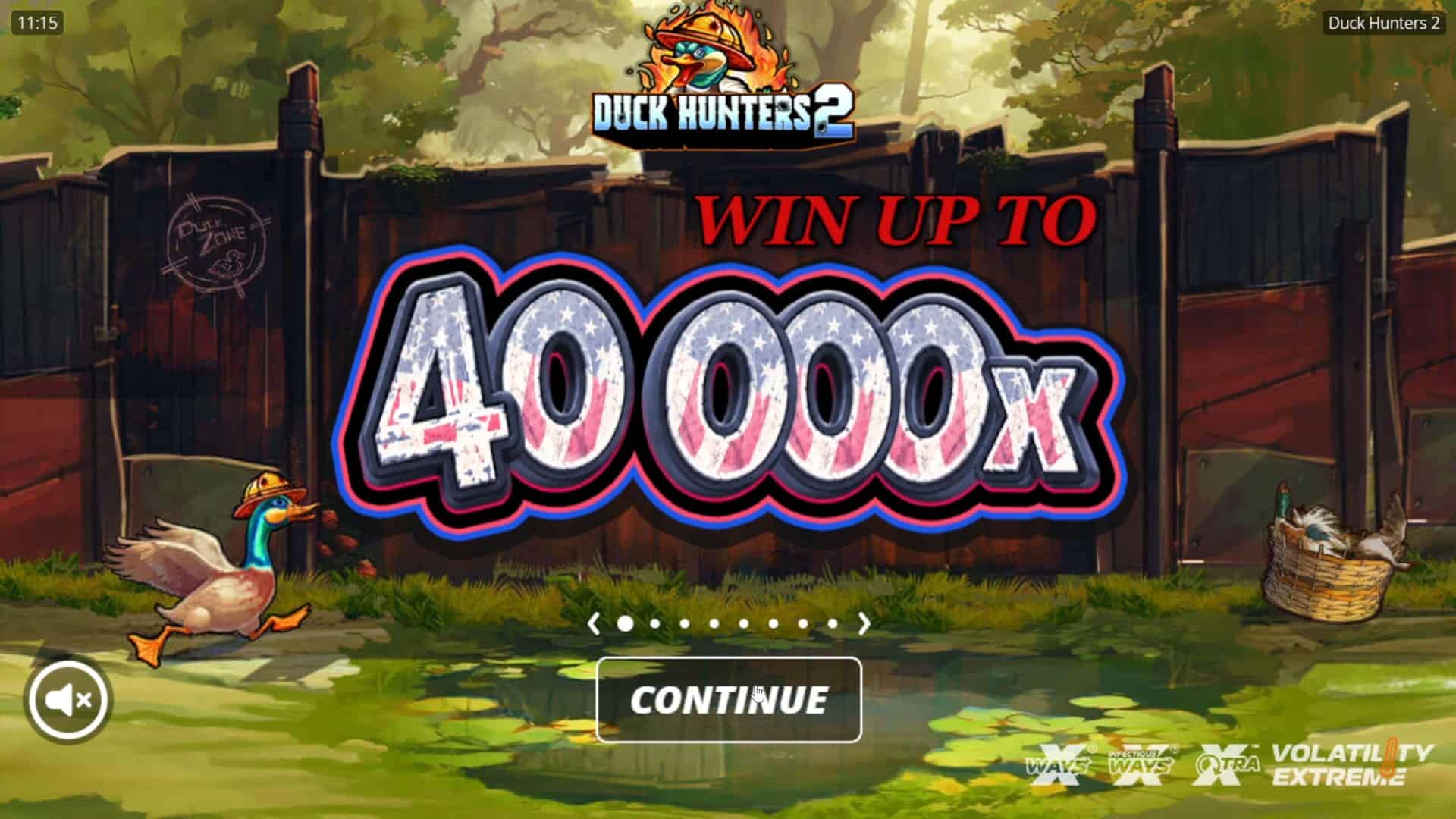 Duck Hunters 2 slot intro screen