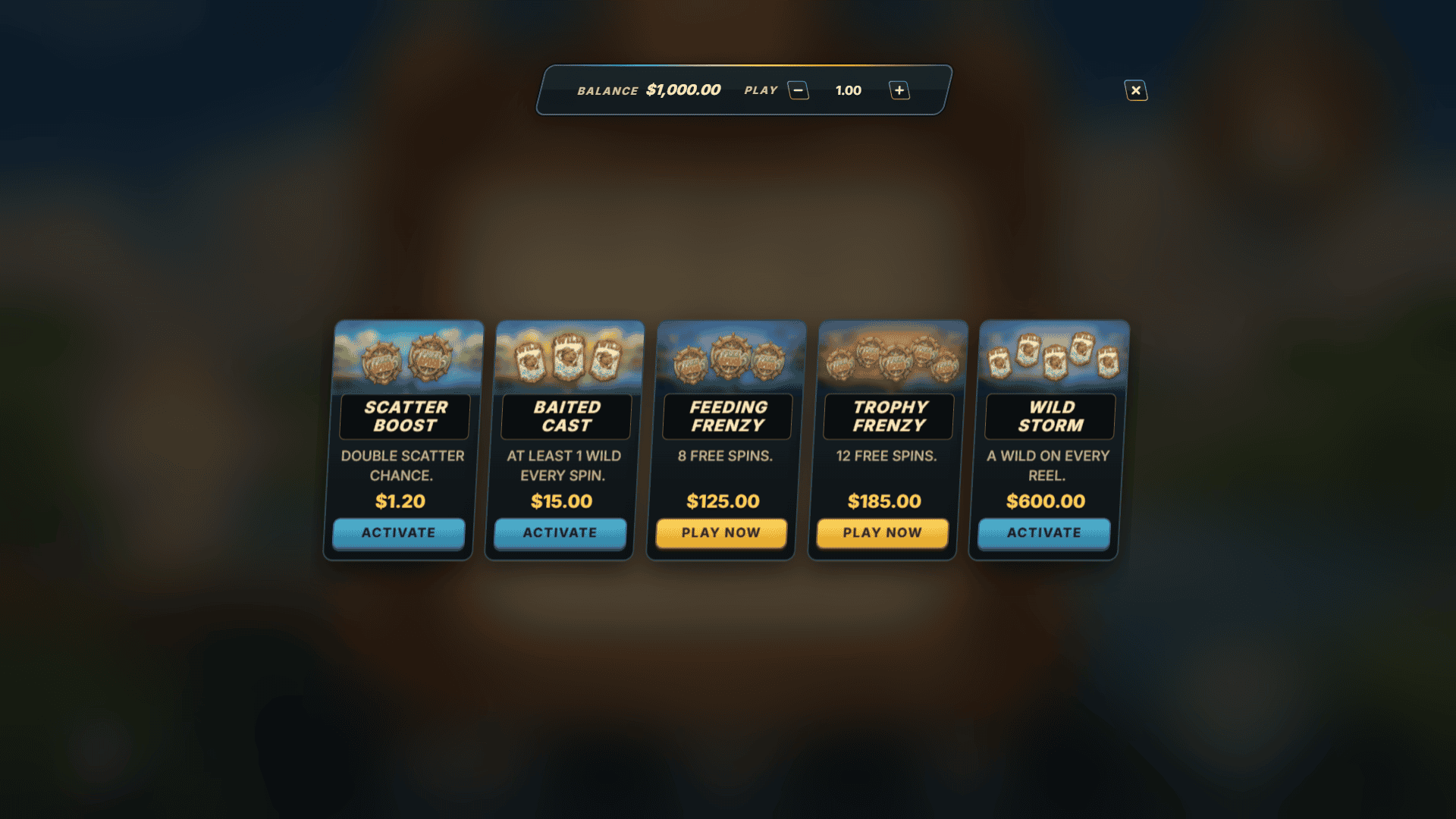 Fisher Capy bonus buy menu