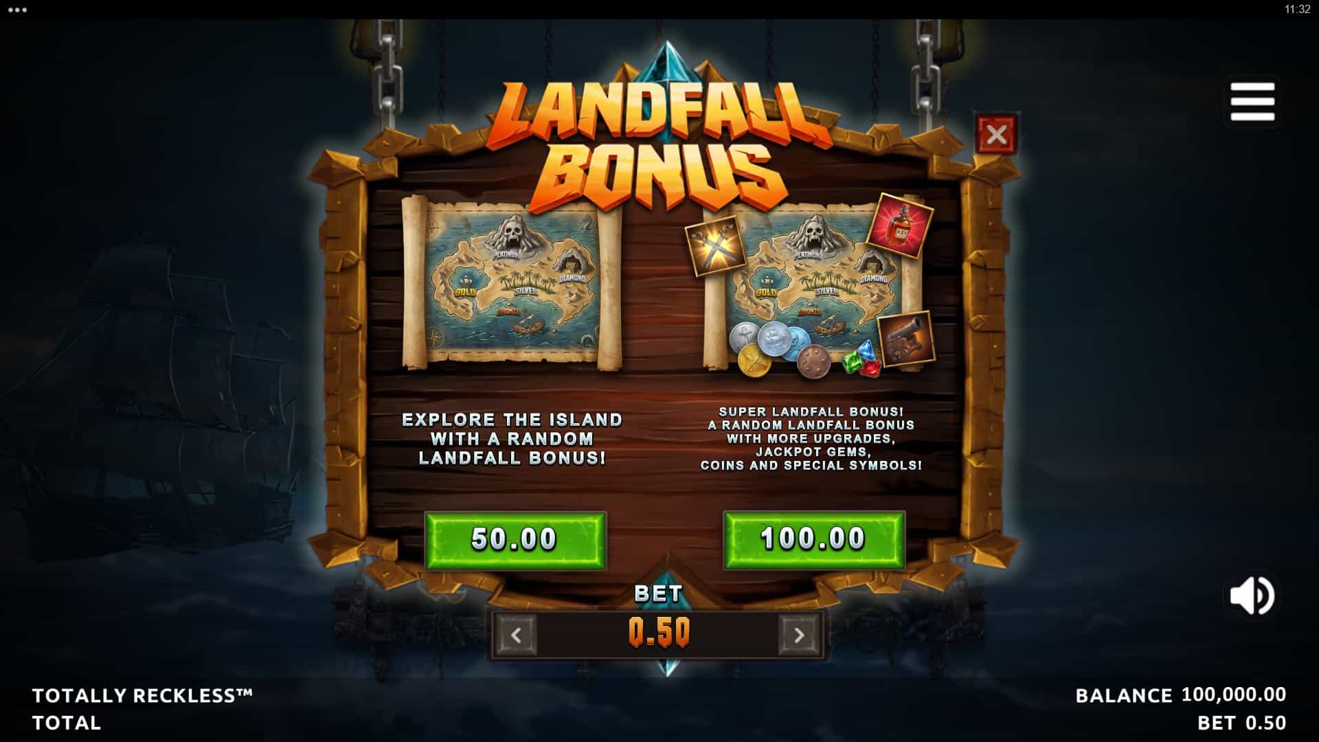 Totally Reckless bonus buy menu