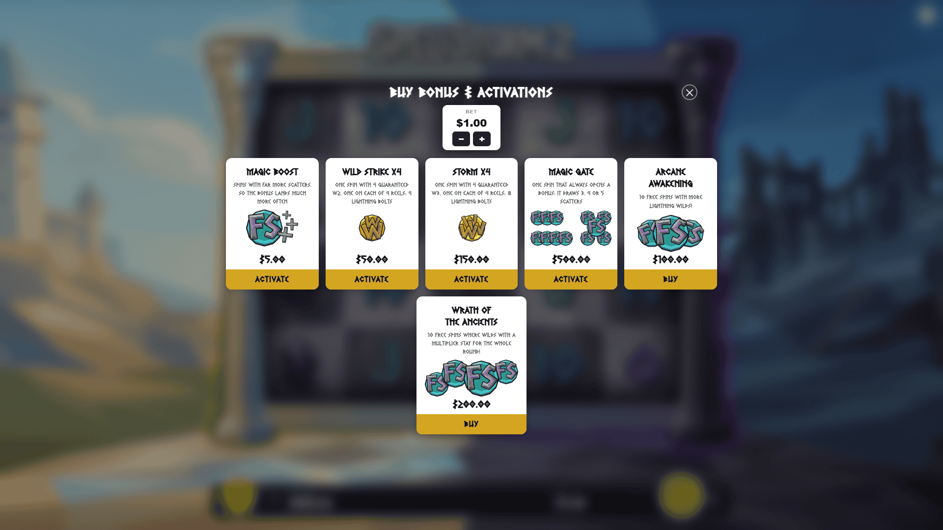 SpellStorm 2 bonus buy menu