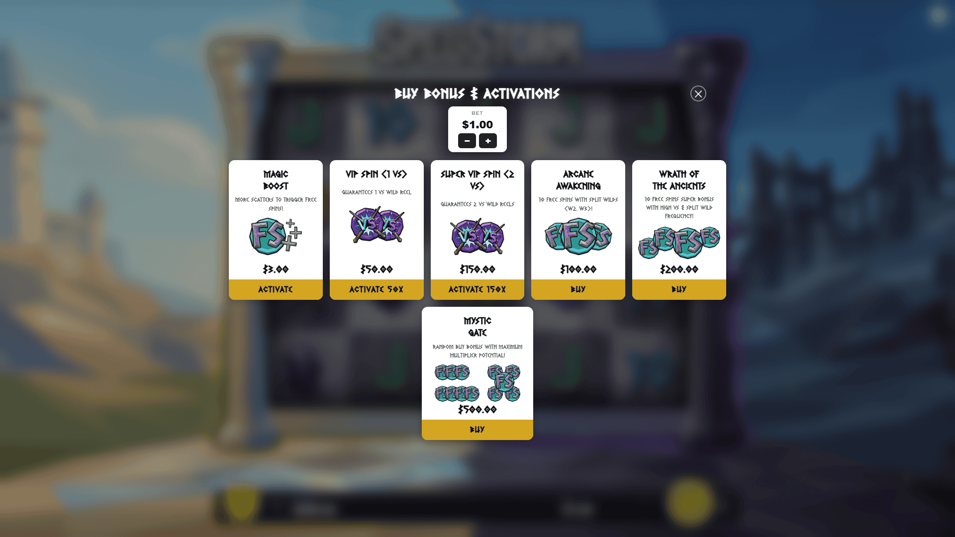 SpellStorm bonus buy menu