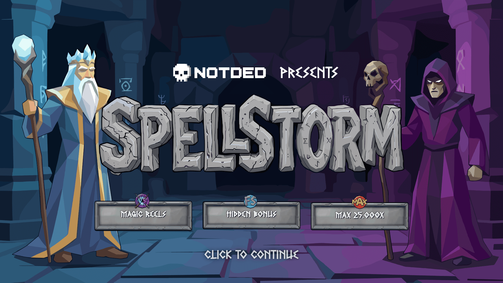 SpellStorm slot intro screen