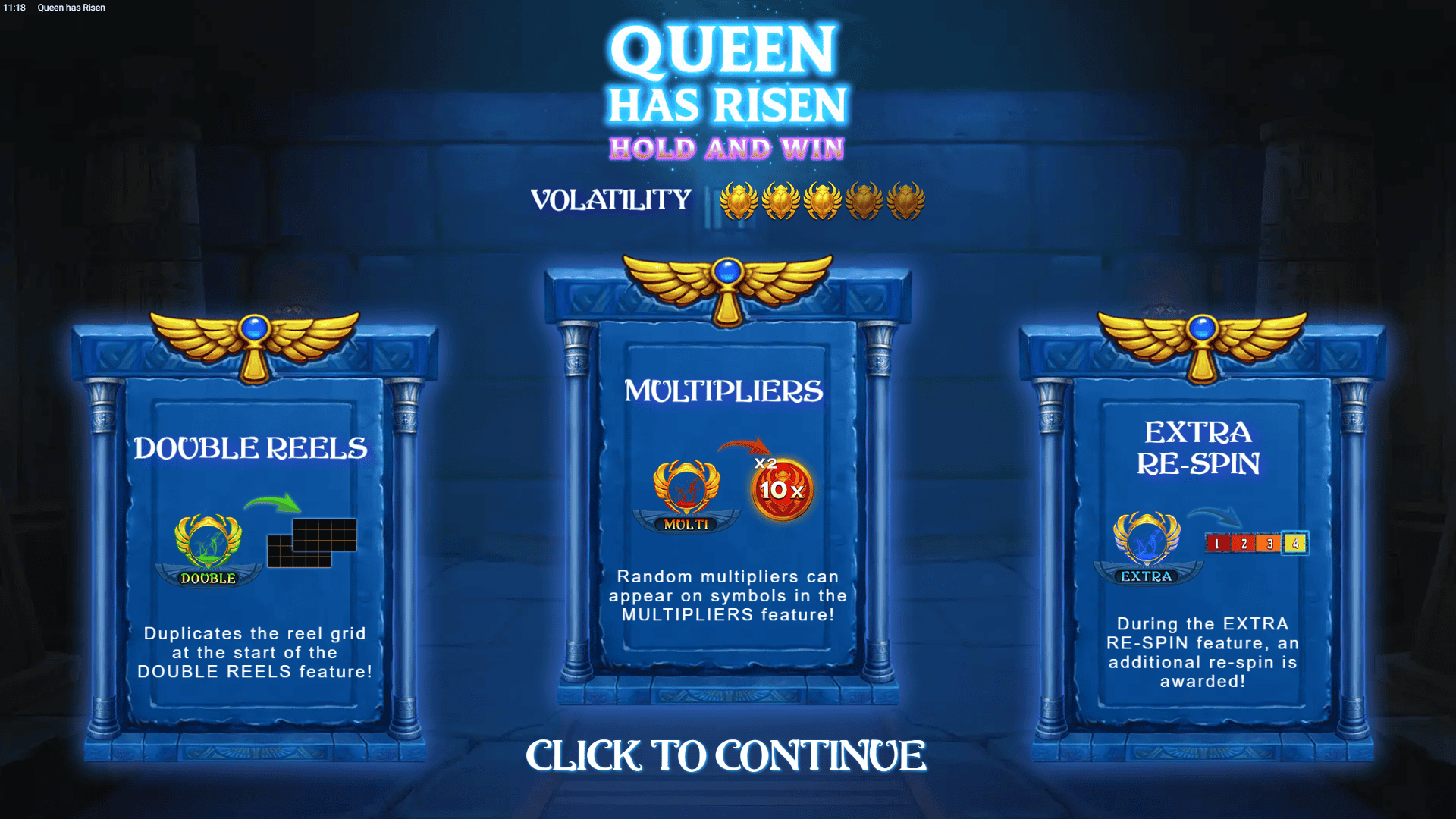Queen has Risen slot intro screen