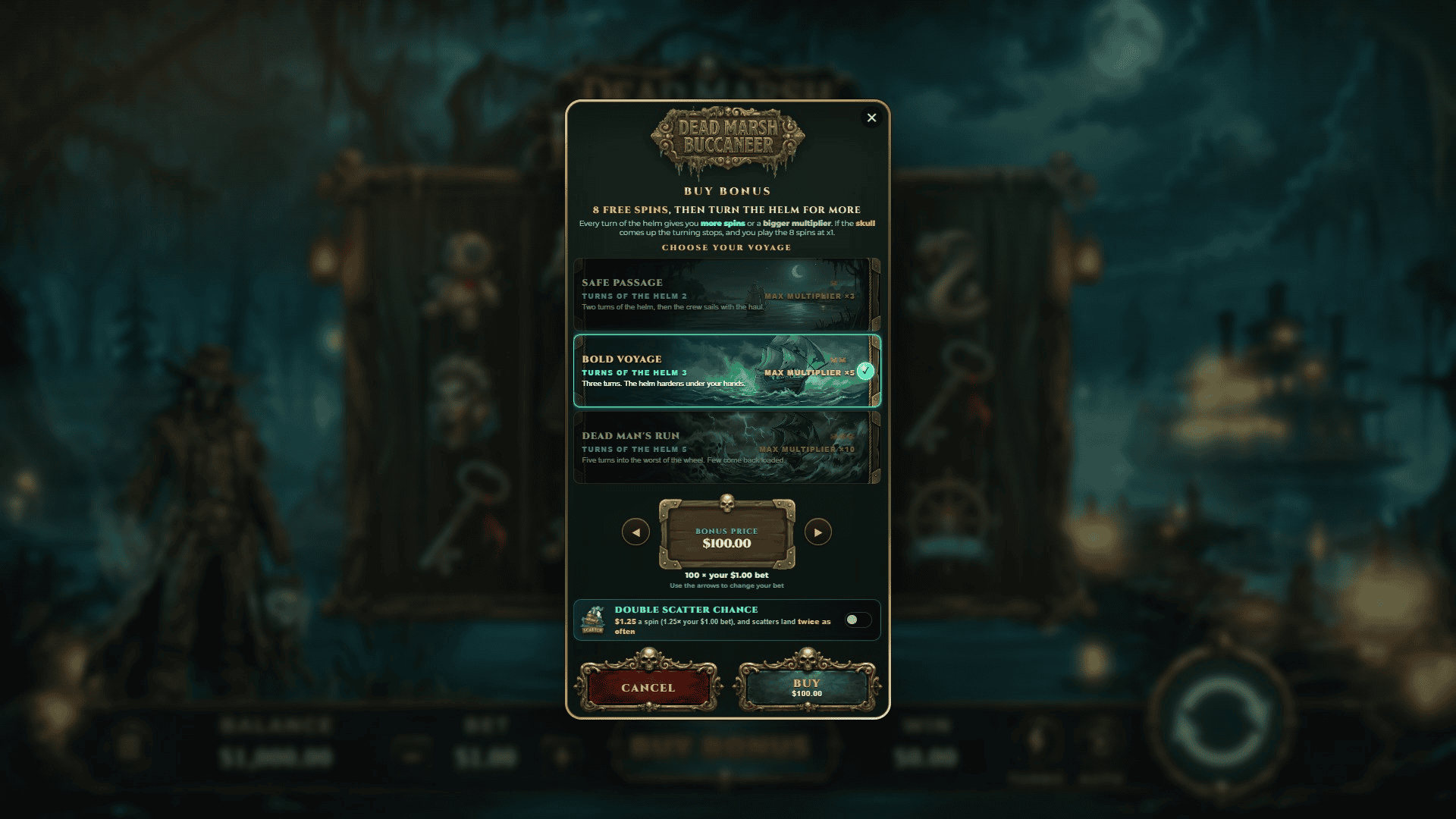 Dead Marsh Buccaneer bonus buy menu