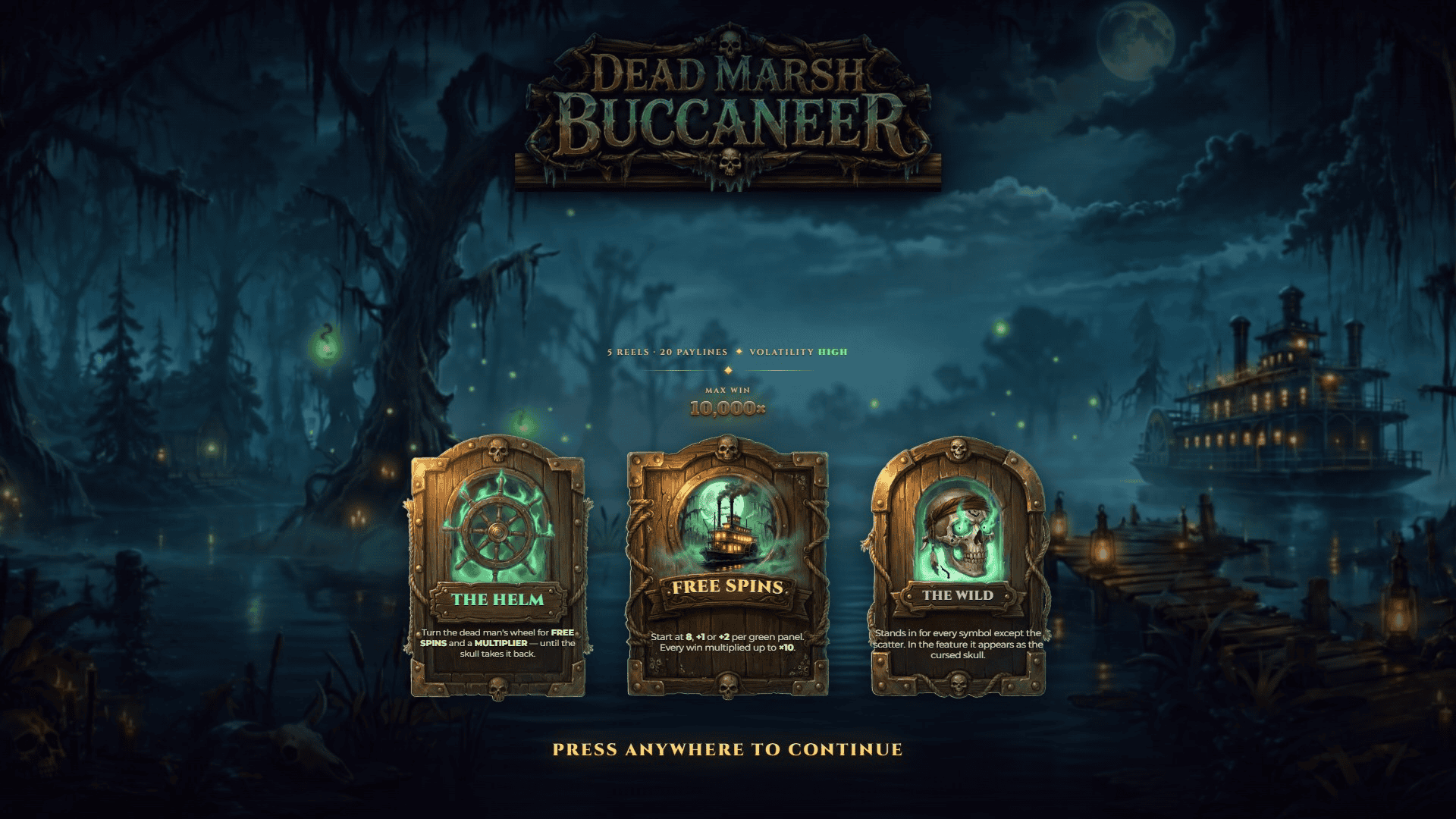 Dead Marsh Buccaneer slot intro screen