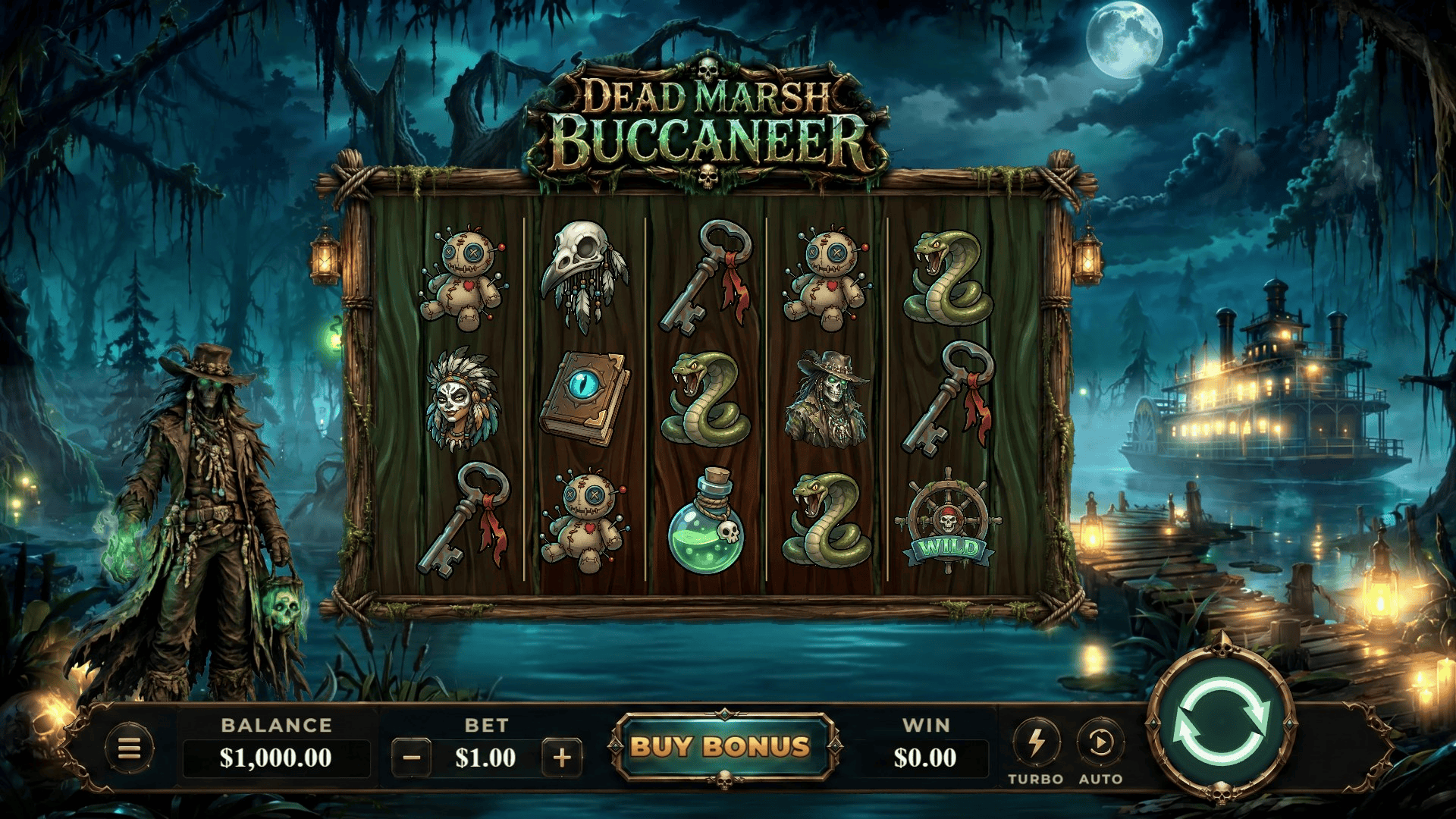 Dead Marsh Buccaneer slot gameplay reels