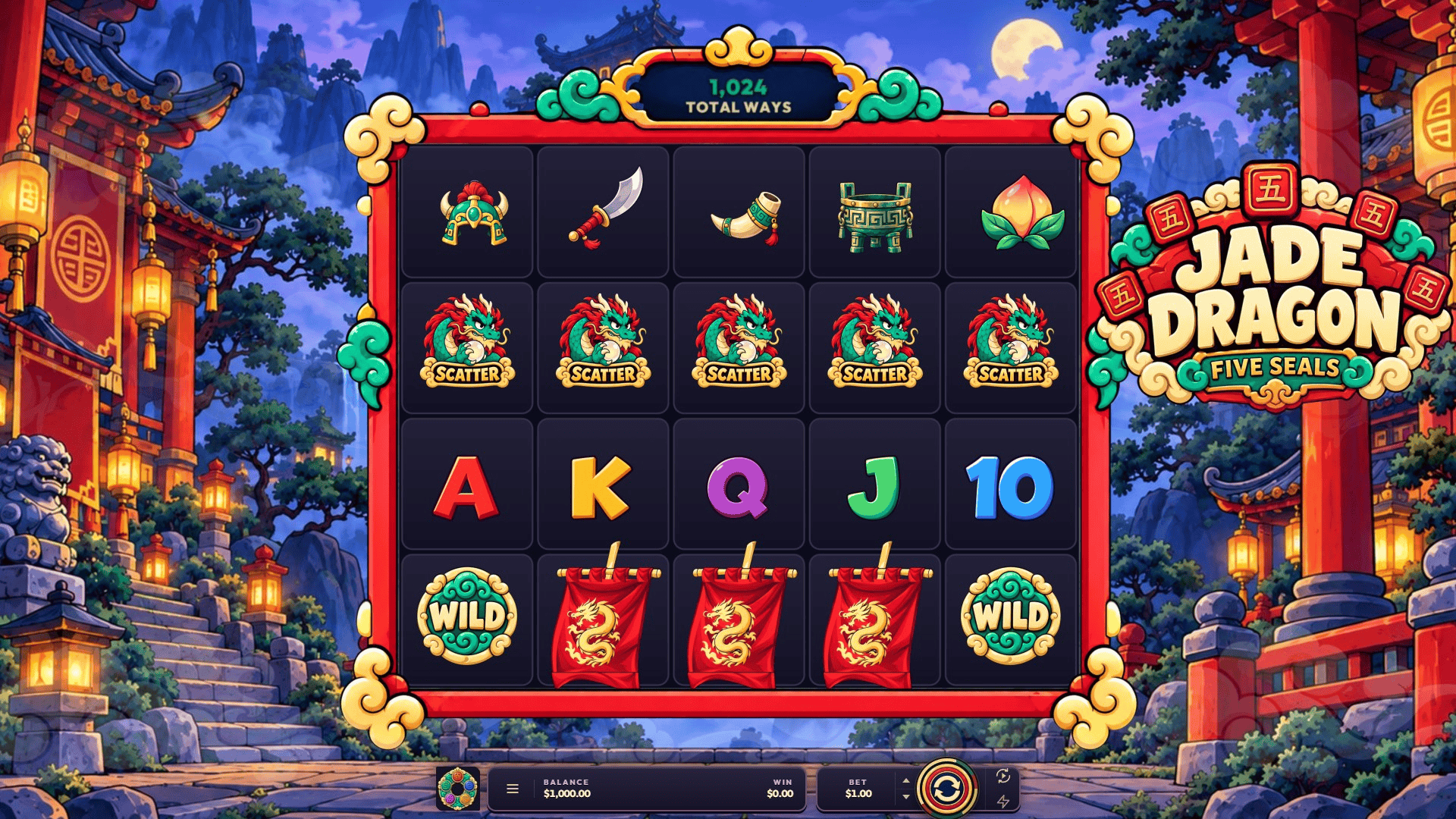 Jade Dragon slot gameplay reels