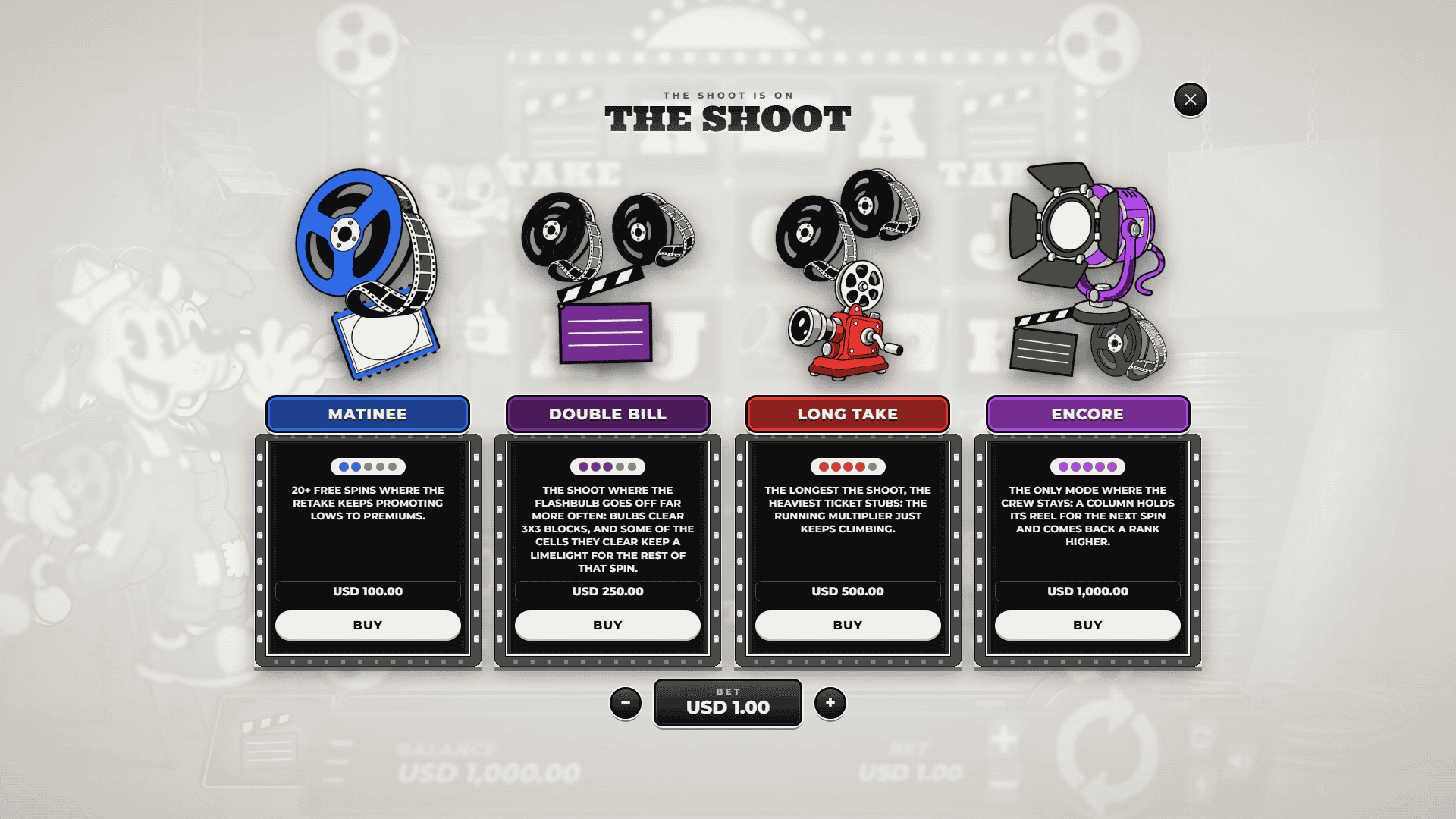 Absolute Cinema bonus buy menu