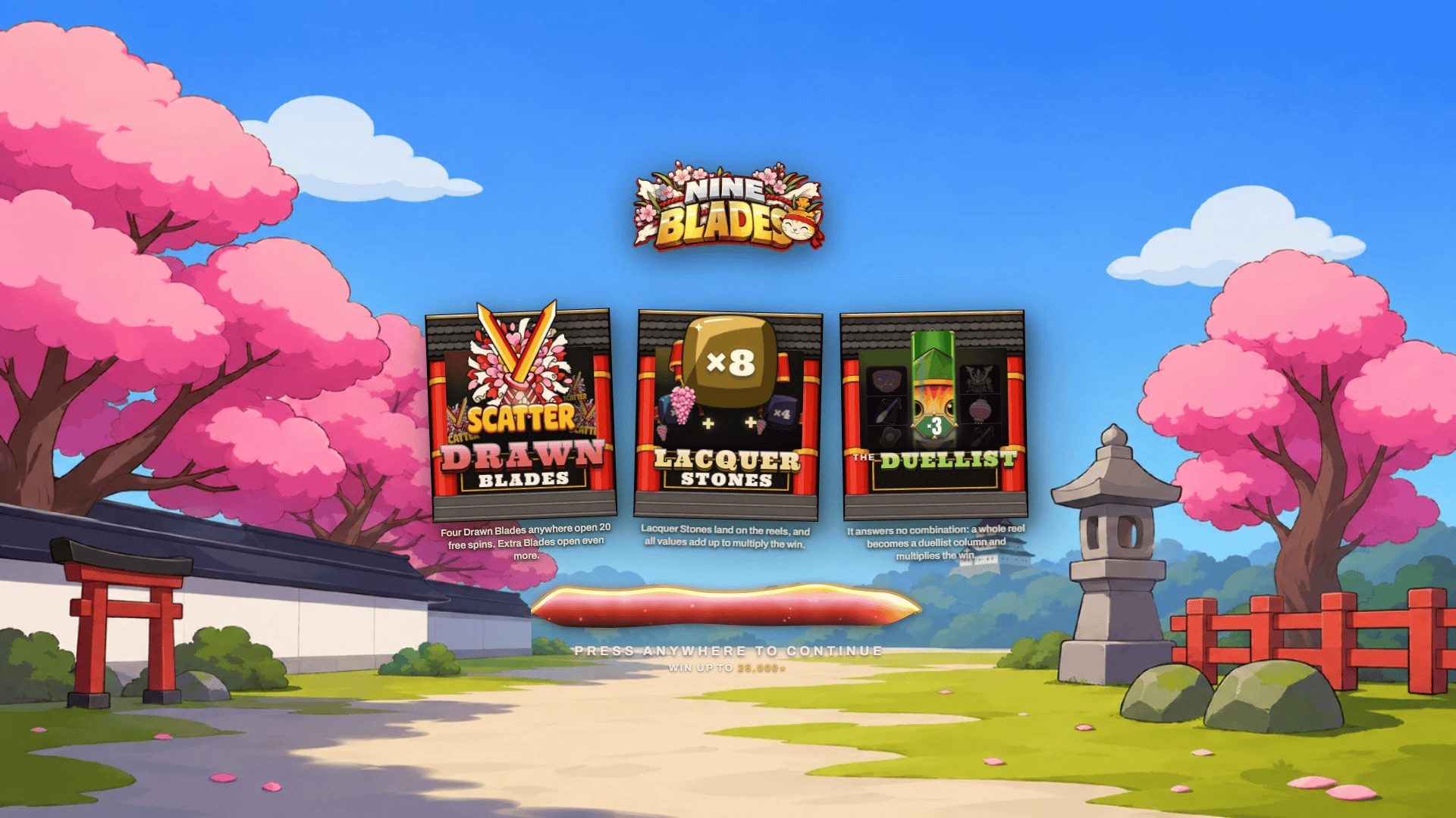 Nine Blades slot intro screen