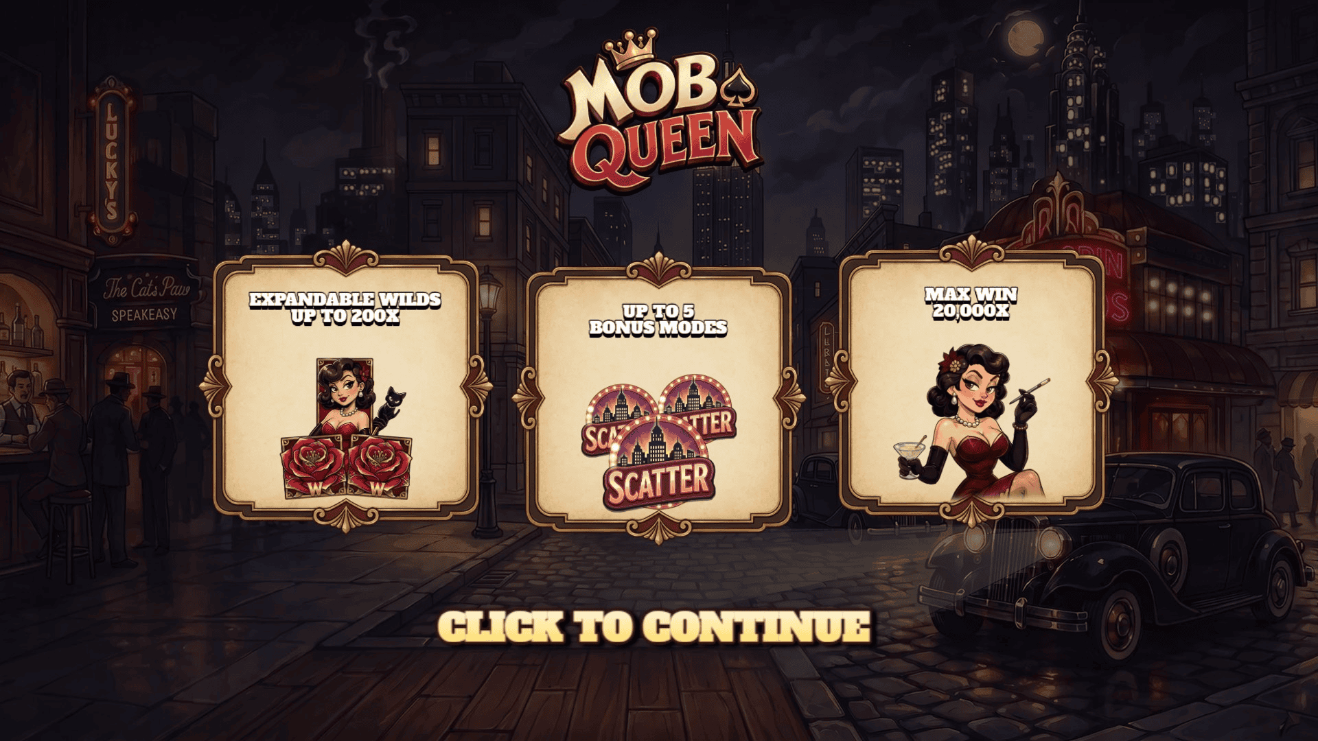 Mob Queen slot intro screen