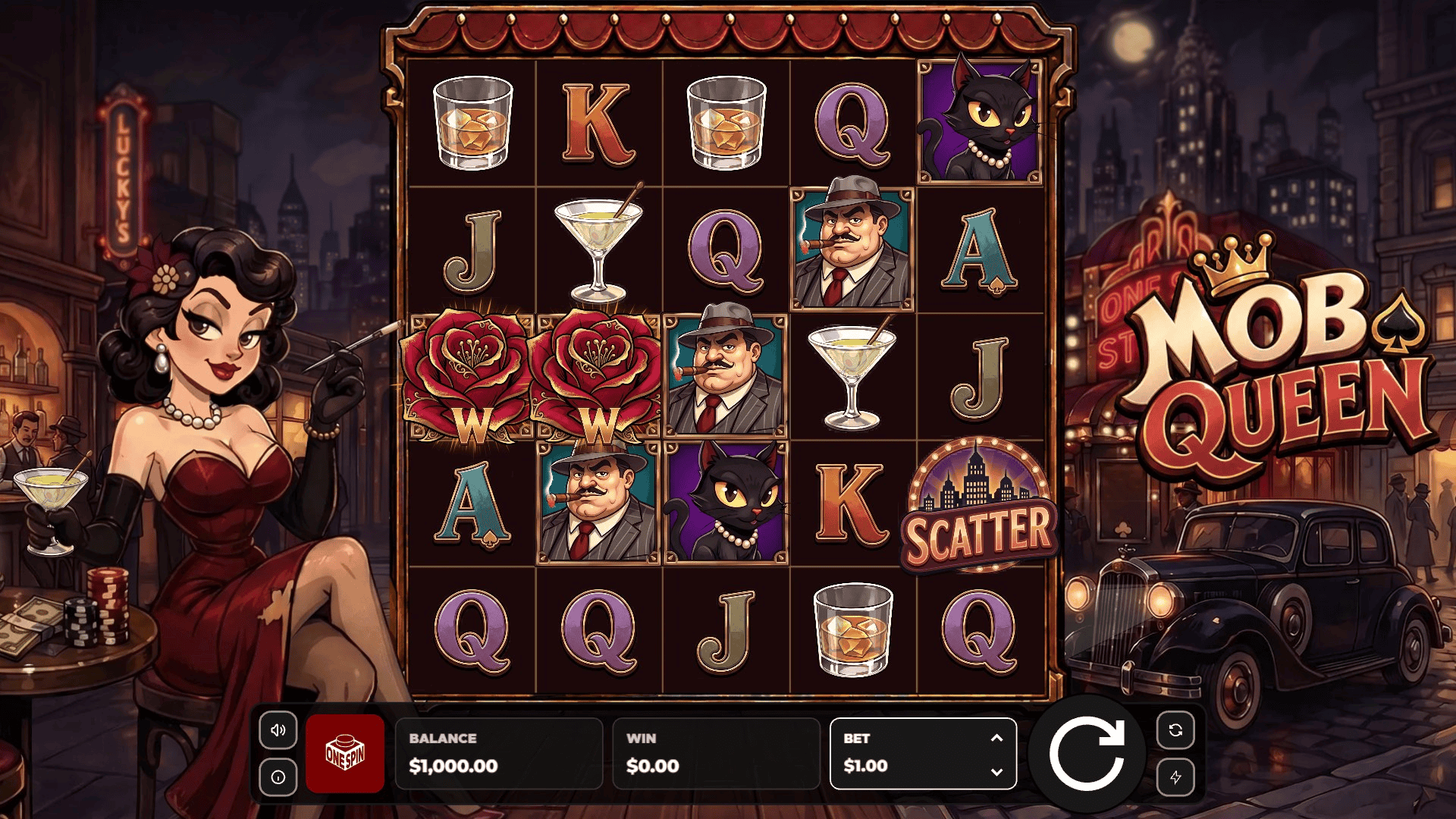 Mob Queen slot gameplay reels