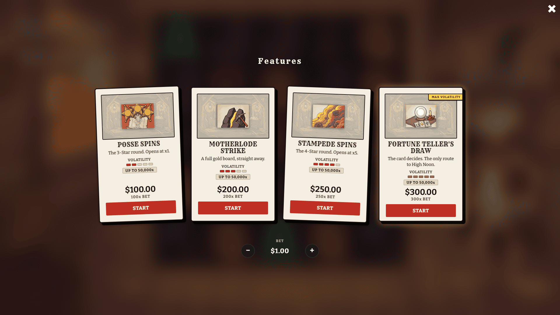 Dustys Bounty bonus buy menu